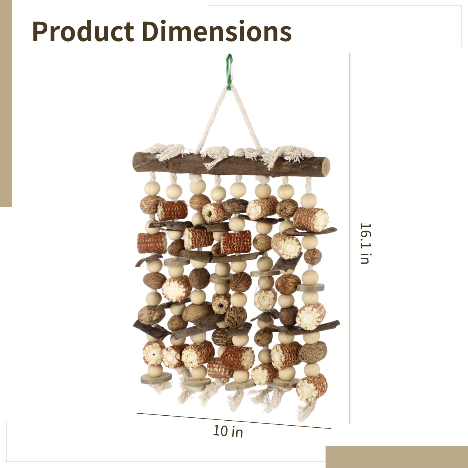 Grand jouet à mâcher pour perroquet naturel à suspendre avec épis de maïs, accessoires de cage à oiseaux pour aras, cacatoès, perroquets de grande et moyenne taille
