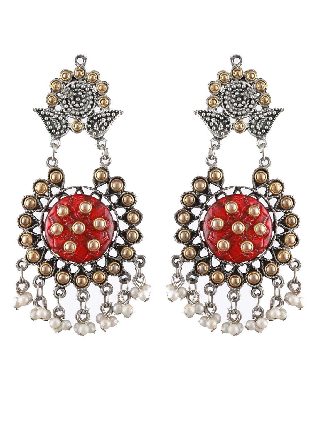 Aatmana Traditional Collections Dual Toned White Kundan Studded & Pearl Beaded Orange Chandbalis Earrings for women and Girls (B0D35N4VK6) Amazon Price History, Amazon Price Tracker