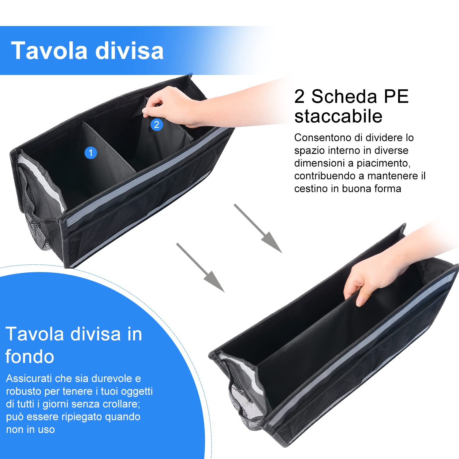 supregear Cestino Deambulatore, Borsa per Organizer per Camminatori di Grande Capacità con 4 Tasche in Rete e Strisce Riflettenti Borsa per Riporre Gli, Nero