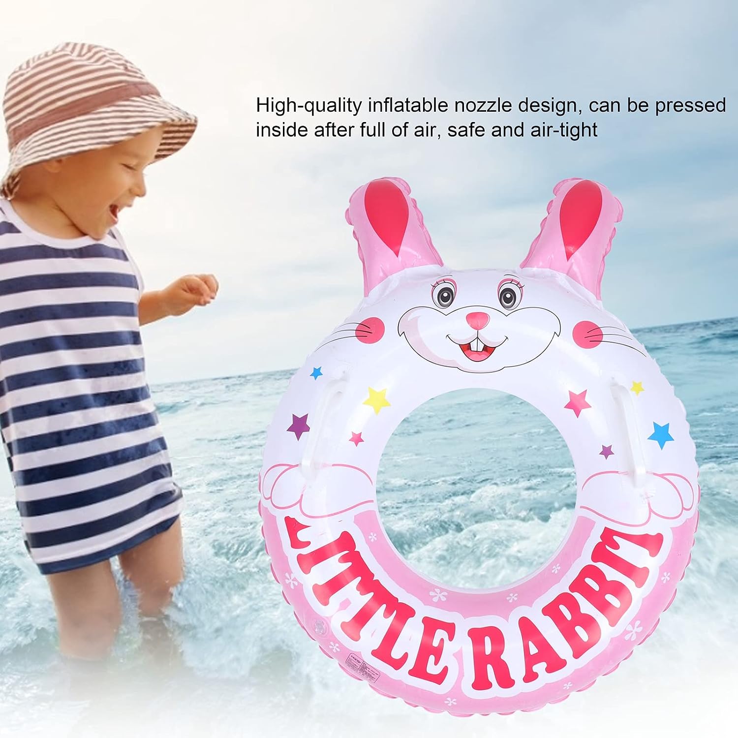 Pilipane Inflatable Swimming Ring Kids Float Tube Cute Round Pool Float for Children Beach PVC Transparent 60cm 23.6in
