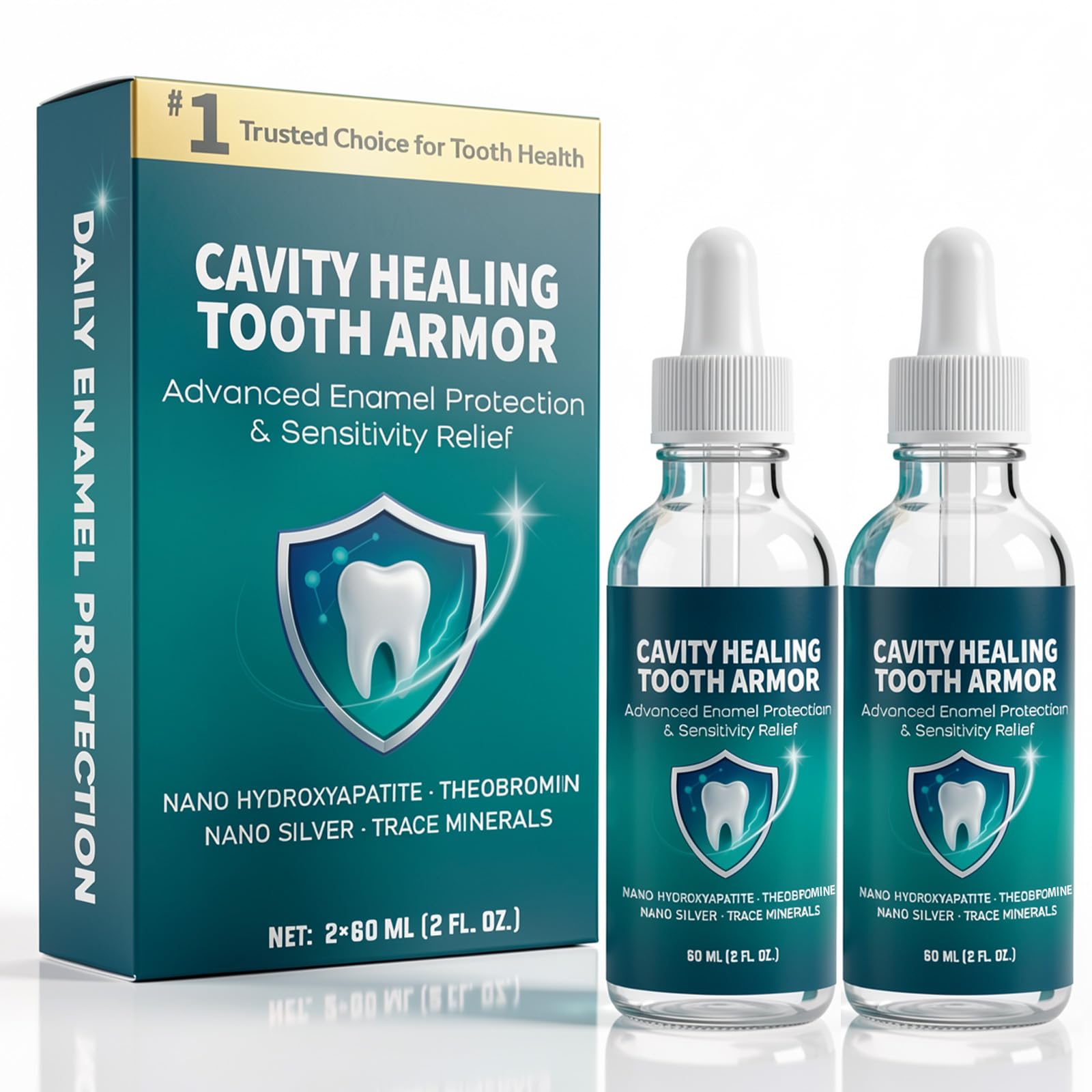 Cavity Healing Tooth Armor Liquid for Enamel Care | Remineralization Drops with Hydroxyapatite | Helps Strengthen Enamel, Improve Tooth Comfort &