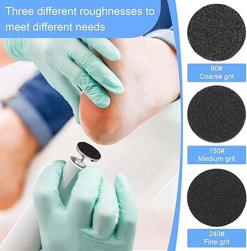 Miniatura 2 de Rolybag Discos de papel de lija y broca de metal para uñas, disco de pedicura rosa de 0.98 pulgadas, 100 unidades de discos de lijado de repuesto