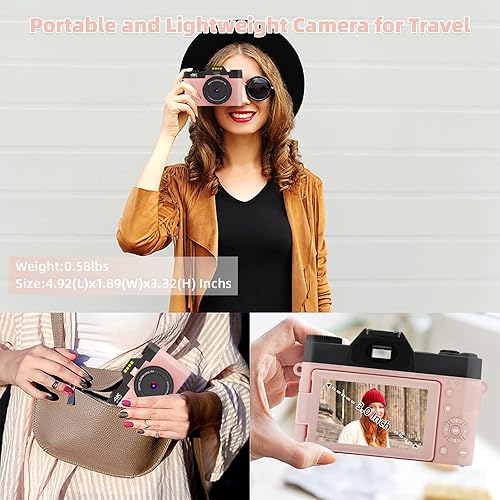 Miniatura 7 de Cámara de vlogging, cámara digital 4K 48MP para fotografía, zoom digital 16X, cámara de vlogging para YouTube con pantalla abatible de 180 grados,