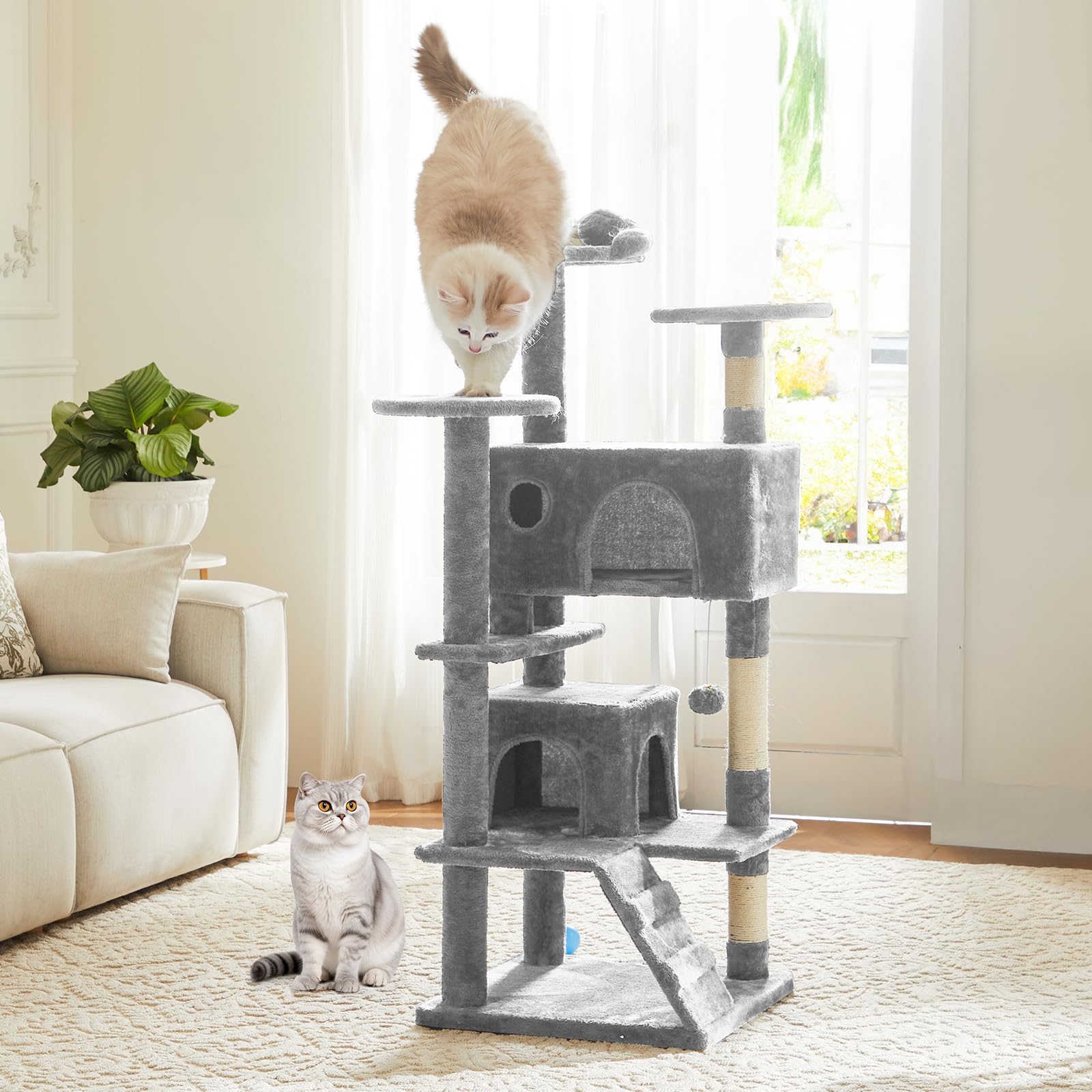 DUMOS 54 Inch Cat Tree Tower with Scratching Posts, Multi-Level