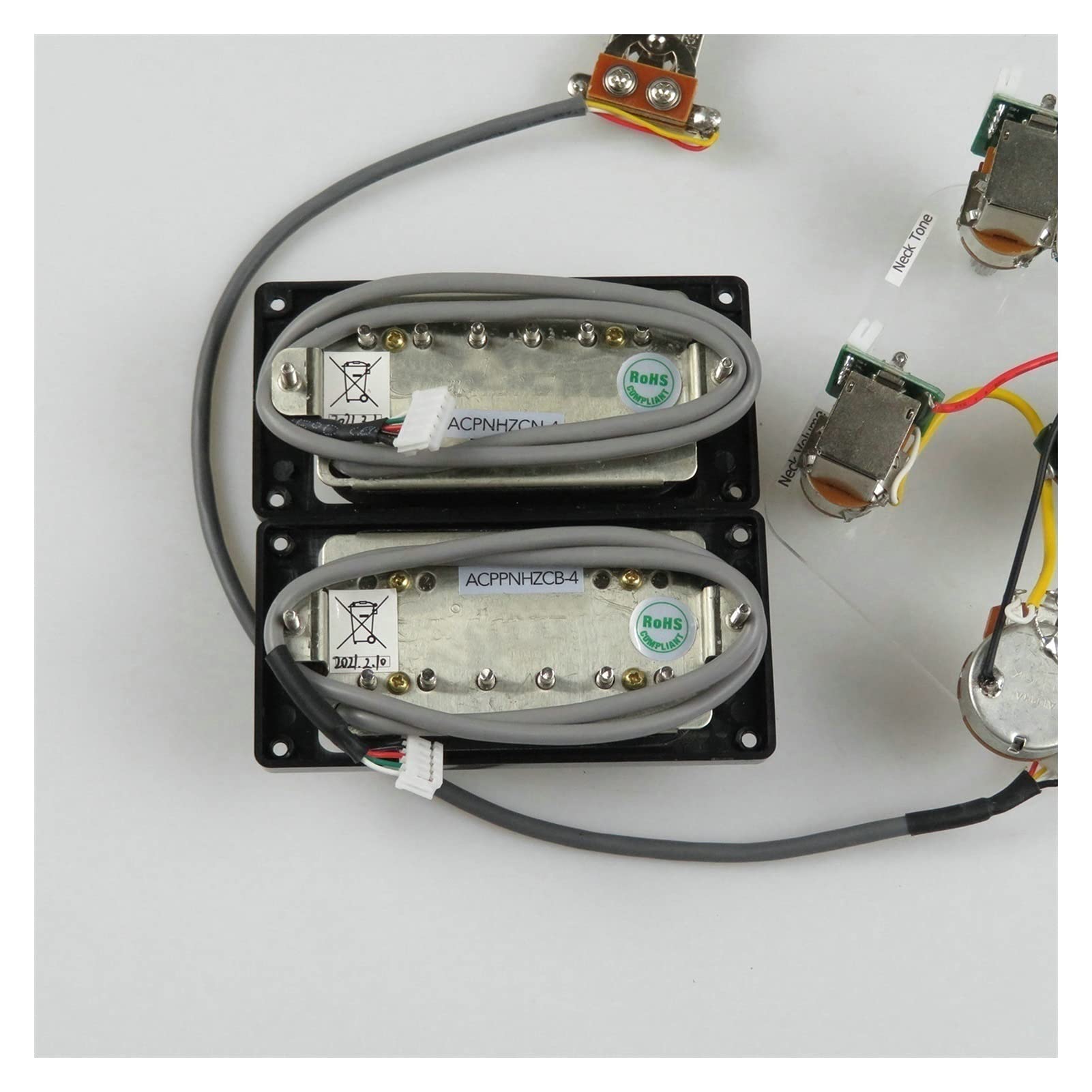 Doppelspulen-Humbucker Schwarze Humbucker E-Gitarren-Pickups Profi Alnico V Gitarre Pickups Kabelbaum Push-Pull Für Gibson/Epiphone Gitarre (Color : Black BK Frame)