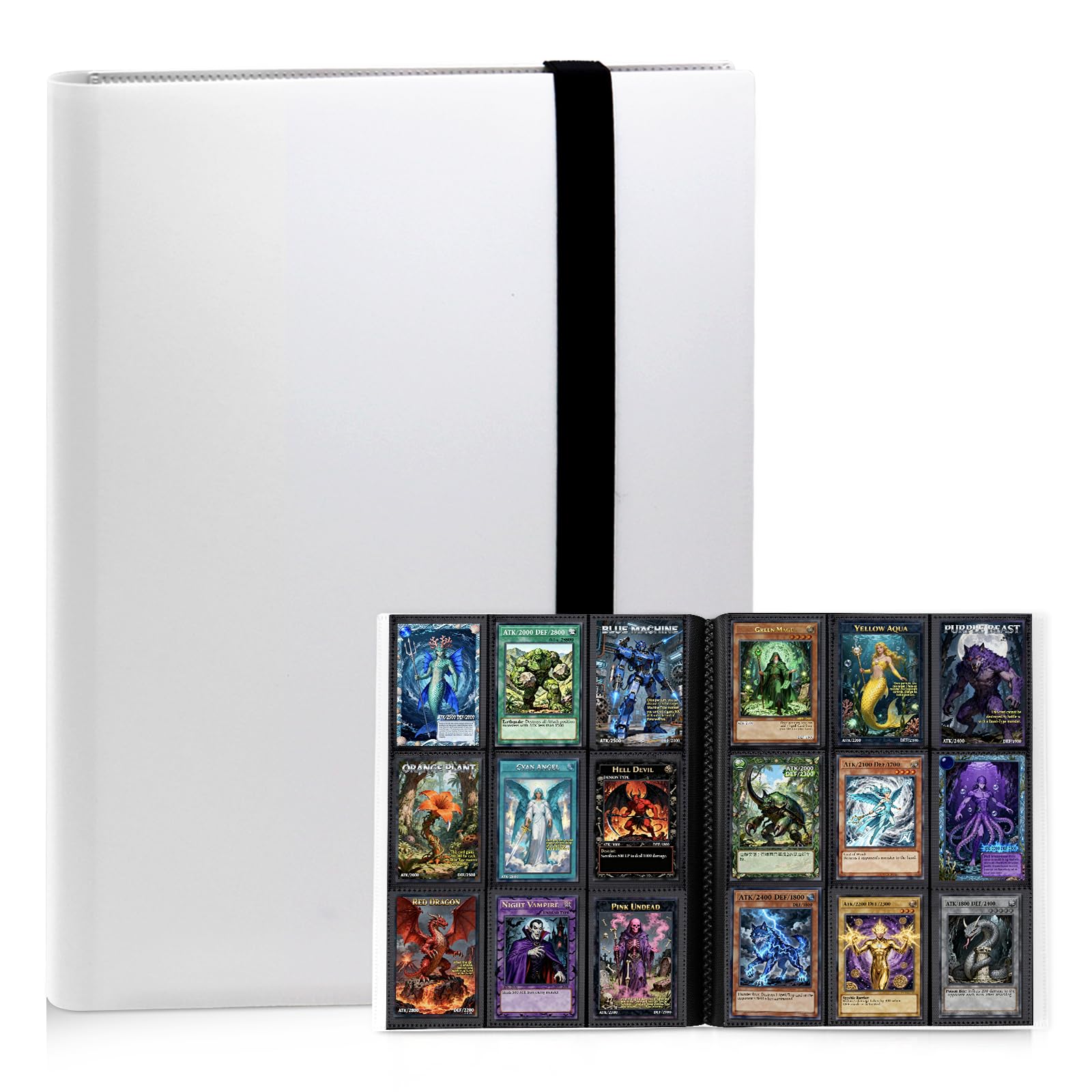 Card Binder 9 Pocket, PP Cover Trading Card Binder for 360 Cards, Sturdy Card Collection Album, Card Holder Folders for MTG, TCG, Game Cards & Sports Cards (white)