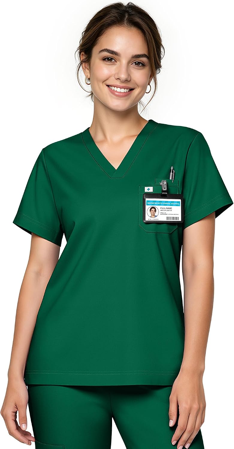 Scrub Tops for Women, Stretch V-Neck Scrub Tops