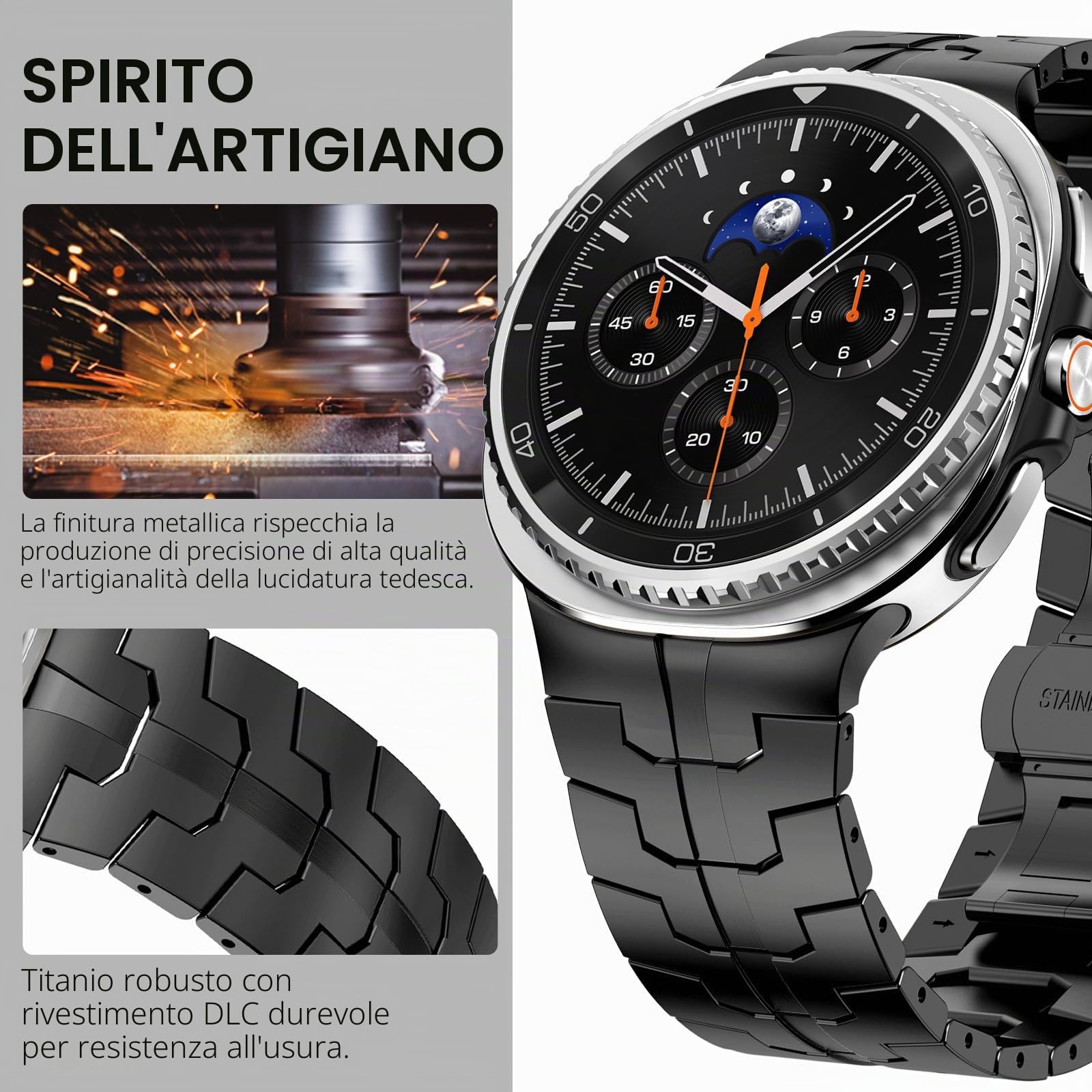 NewWays Cinturino in titanio a 2 gradi compatibile con Samsung Galaxy Watch 8 Classic 46 mm/Watch 8 44 mm 40 mm
