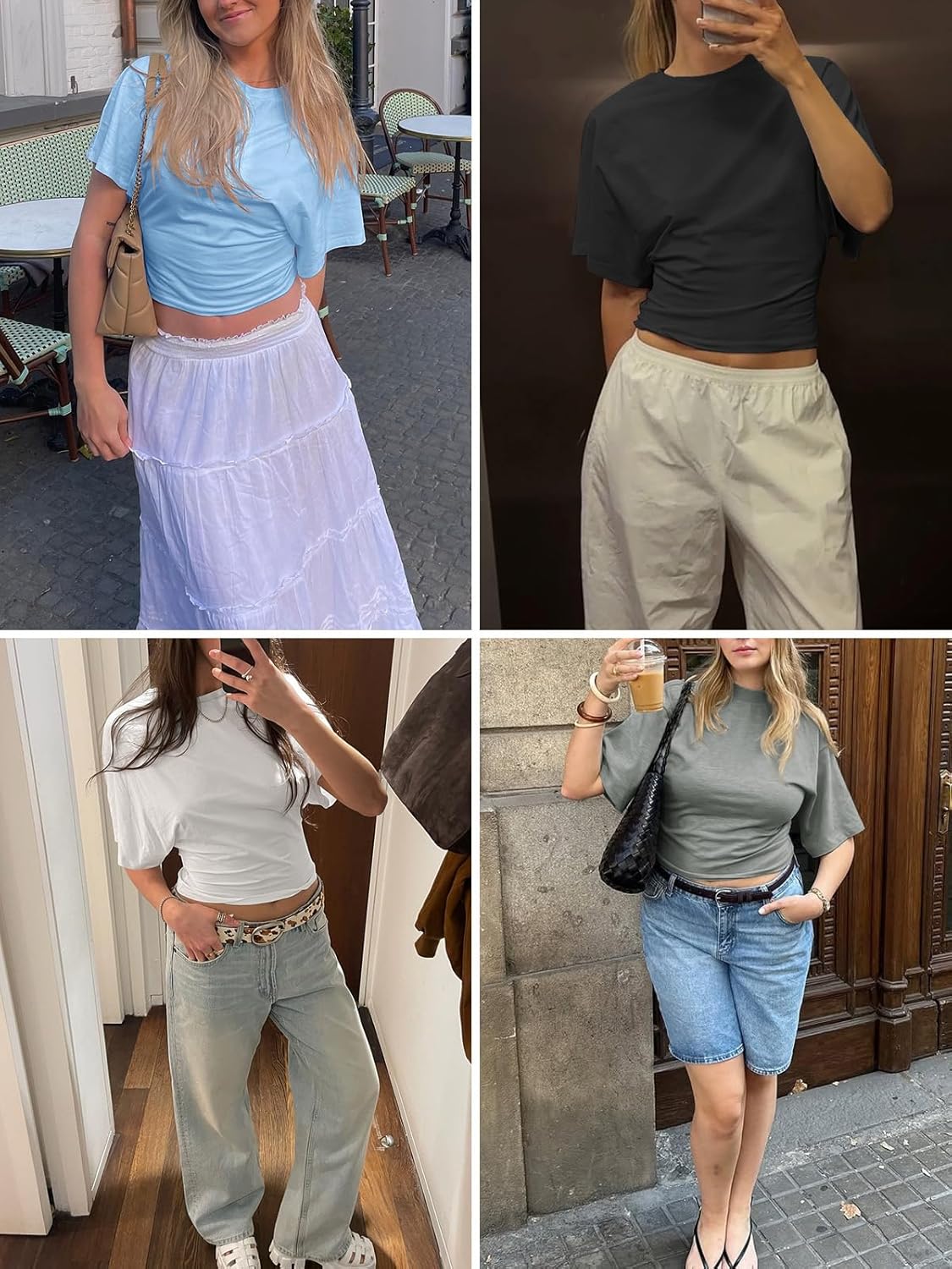 Tankaneo Womens Summer Short Sleeve Crop Tops Waisted Going Out Trendy Casual Loose Fit Basic Tee Shirts - Image 6