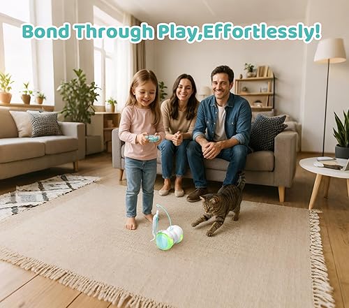 Miniatura 7 de Juguetes para gatos con control remoto para gatos de interior, 2 modos (automático y manual), juguete interactivo para gatos con hierba gatera con