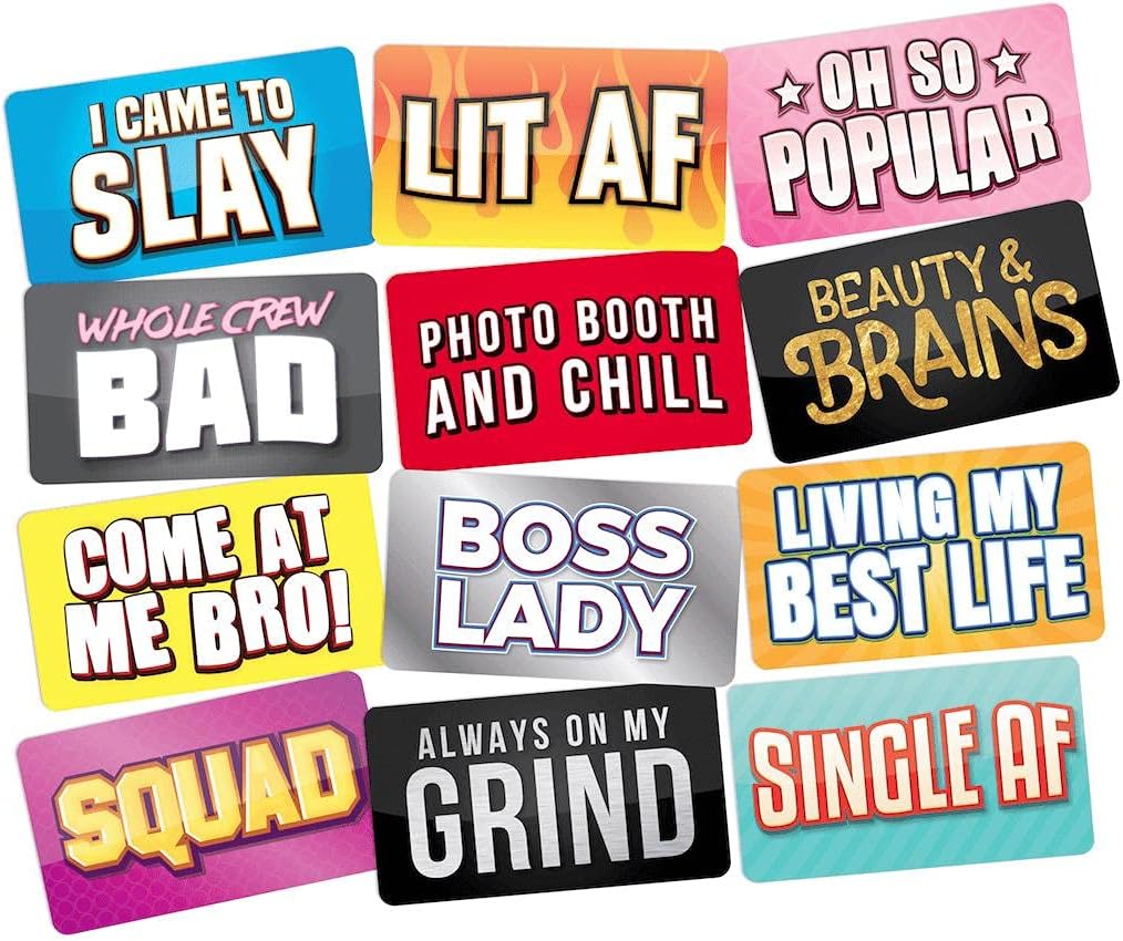 KING Props Photo Booth Props 6 Count Fun Prop Signs Perfect DIY Photo Booth Great Photo Booth. Waterproof Perfect Fun Multi Color Double Sided Photo Booth Props Kit Guests Will Love!