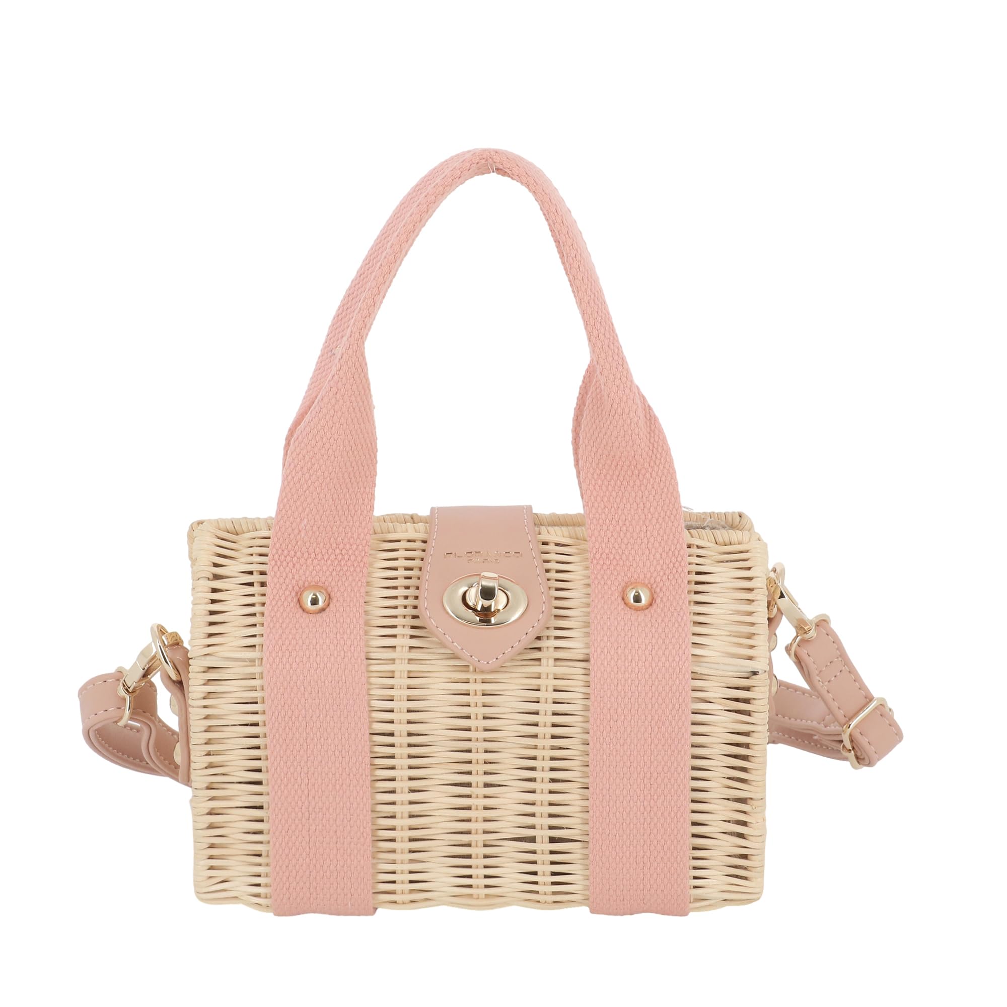 flora & co Sac à Main Bandoulière en Paille Tissée pour Femme - Petit Sac de Plage Vacances Estival - Besace Bohème Porté Main Épaule - Chic Moderne