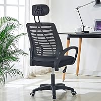 Vista 4 de Silla de escritorio con respaldo medio, silla ergonómica de oficina, silla de computadora de malla con soporte lumbar, silla giratoria de altura