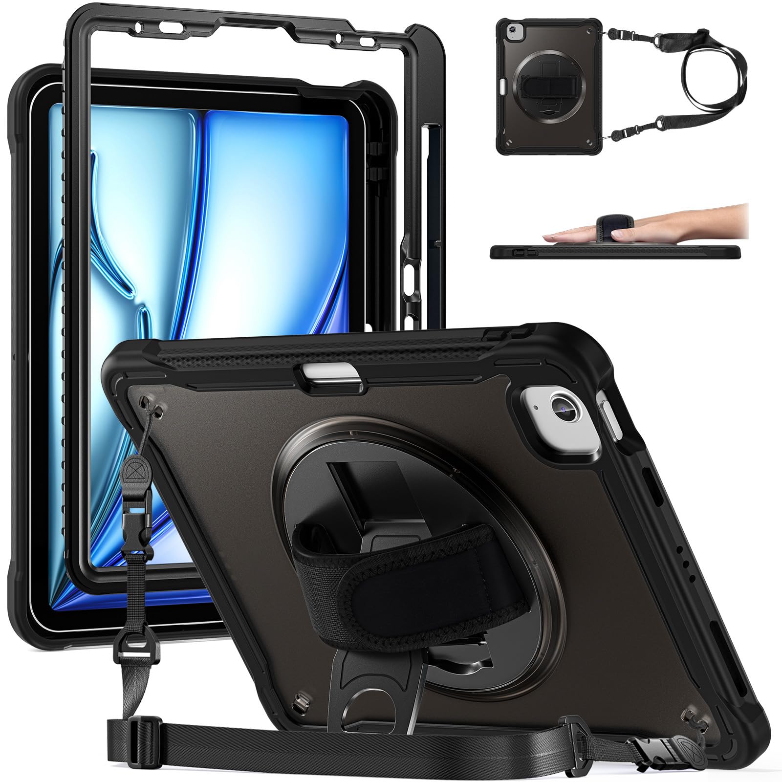 Protector iPad Air 11 M3 antichoque transparente con asa trasera para evitar caídas 8