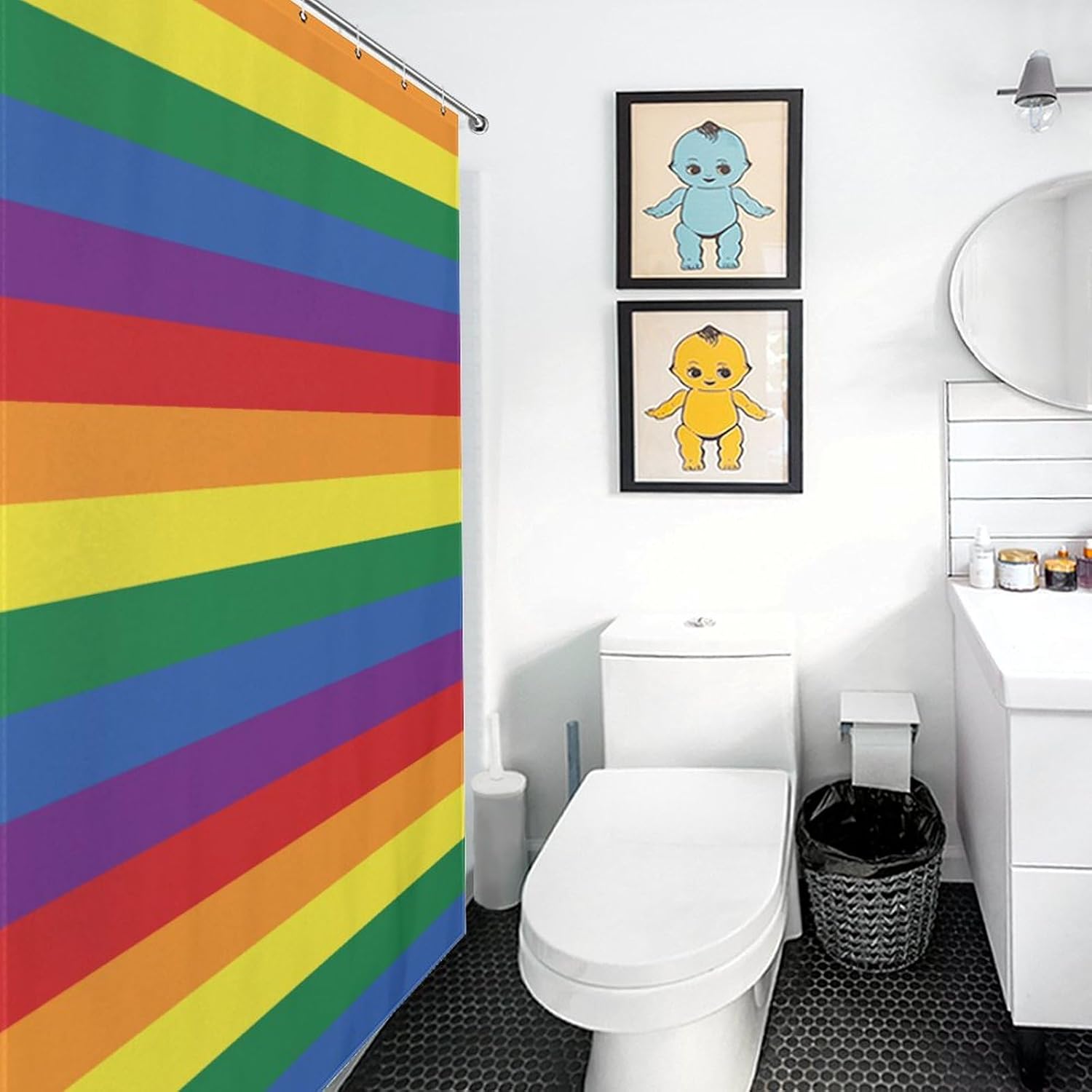 generic Rride Day Garden Flag LGBT Rainbow Shower Curtain,Waterproof Fabric Bath Curtain Bathroom Curtain Washable with Hooks Home Decor Art Curtain 36x72Inch