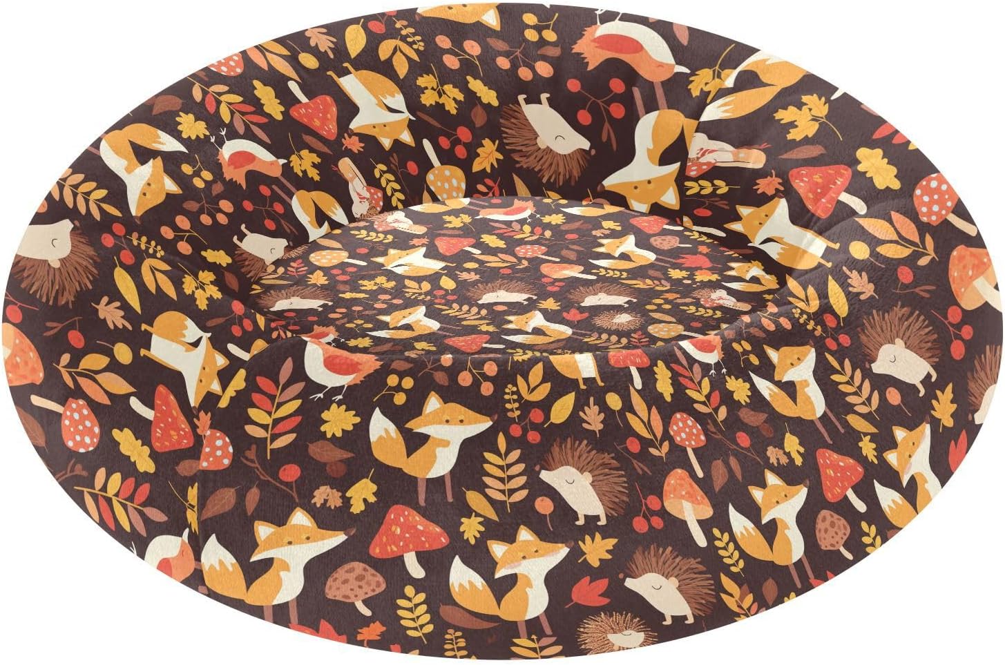 Pet Dog Bed Warm & Soft Fluffy Cat Pillow Bed for Medium Size Pets Sleeping M Fall Forests Animals