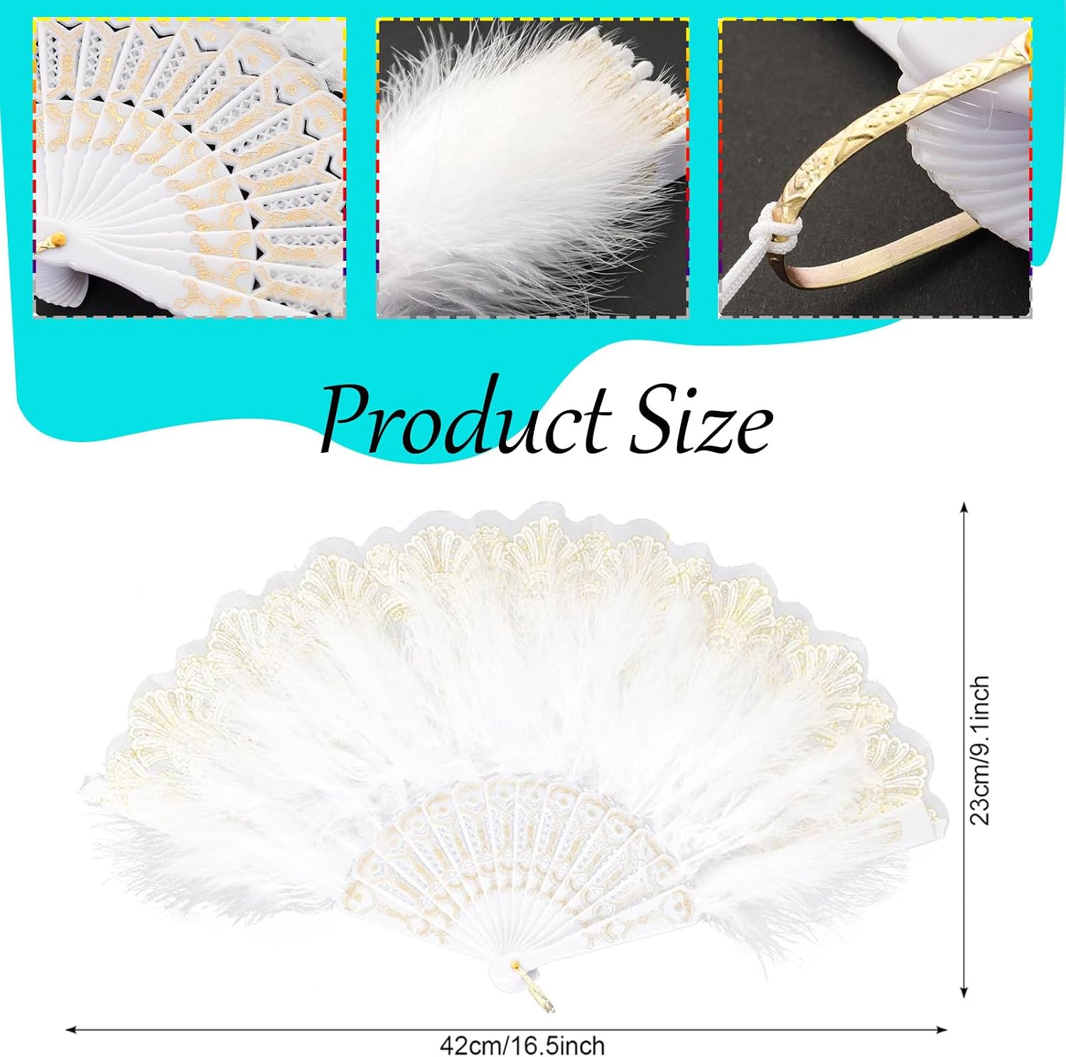 Handheld Marabou Feather Fan, 1920s Vintage Style Folding Fan Flapper Hand Fan for Costume Party and Dancing Show Tea Party Wedding Decoration (Red)