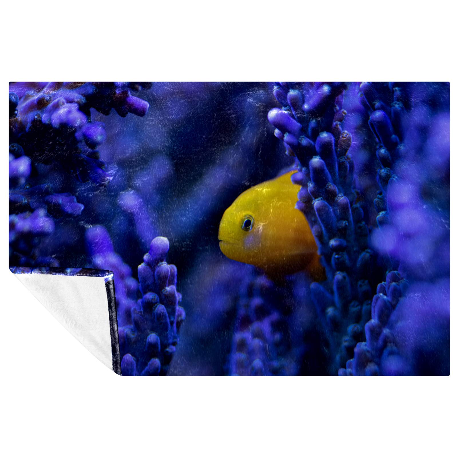Couverture chaude et isolante à motif poissons violets pour lit et camping