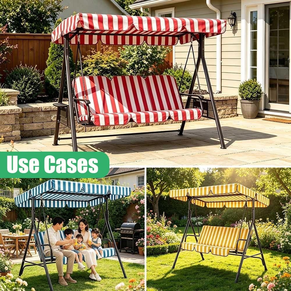 Générique Toit De Rechange pour Balancelle De Jardin 190x132/240x135cm Toile De Rechange Balançoire Imperméables, Auvent De Remplacement pour Balancelle Exterieur(Green White,142x120cm/56x47in)