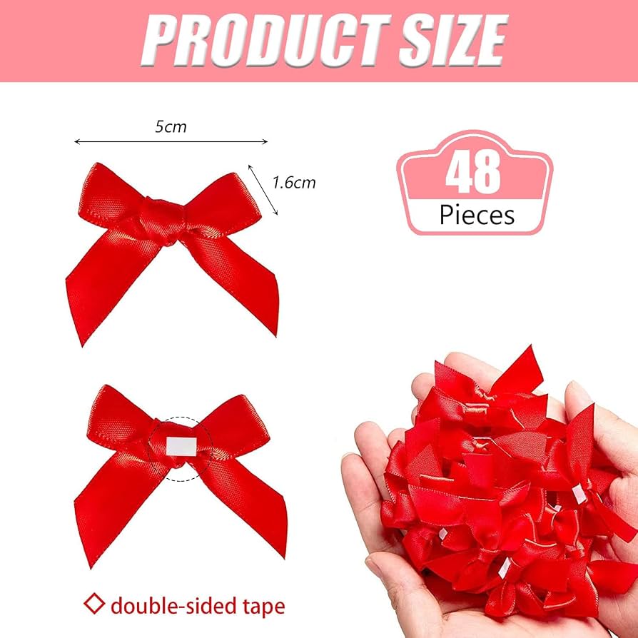 36 Fiocchi Di Velluto Rosso 8,9 Cm Per Regali Fai Da Te, Perfetti Per Confezioni Regalo, Bomboniere, Matrimoni, Baby Shower E Decorazioni Natalizie