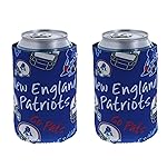 Football Can & Bottle Holder Insulator Beverage Huggie Cooler (New England (Patriots) - Collapsible Can 2-Pack Vintage)