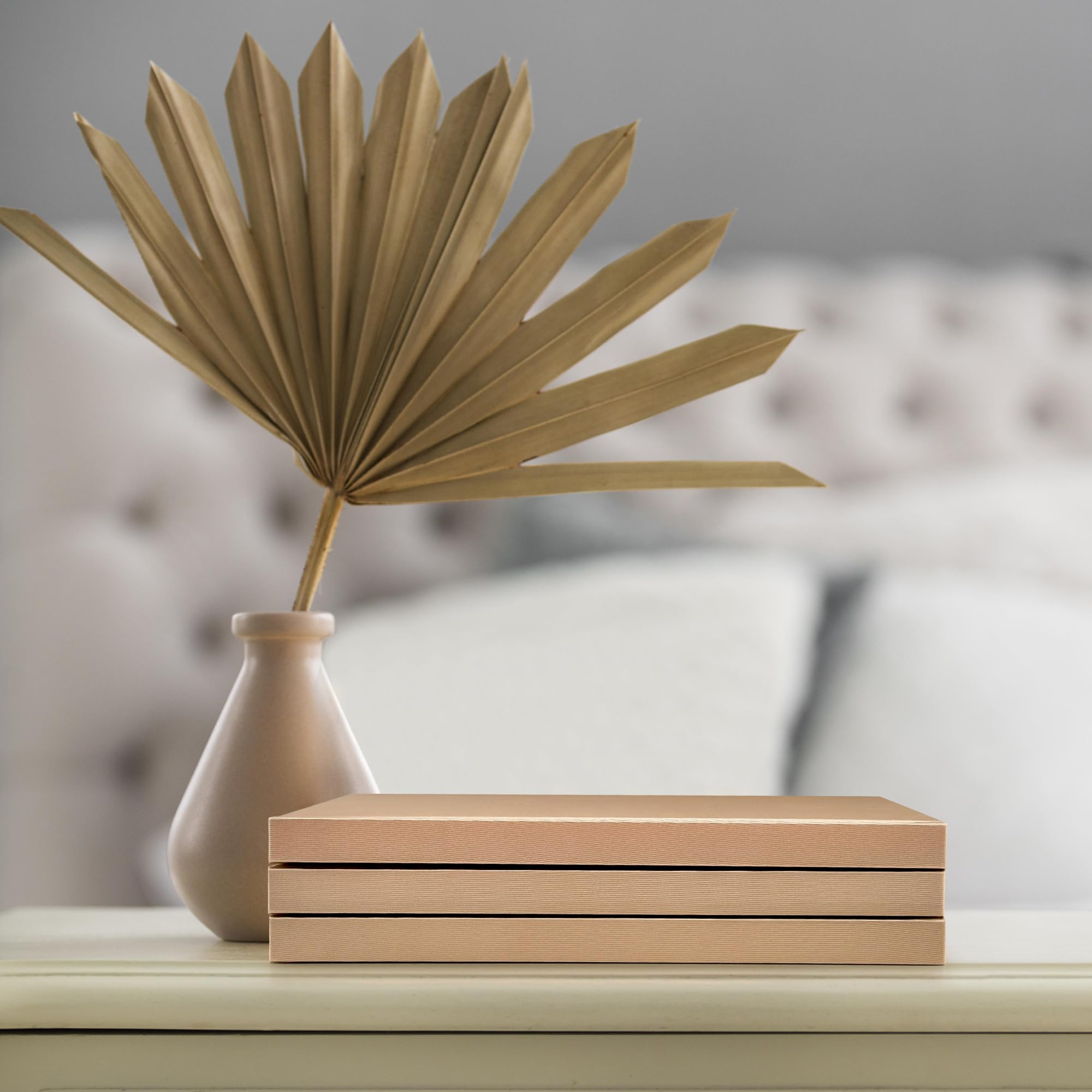 Decorative Book Set | Large Linen Covered Book Set | Set of 3 Real Fabric Hardcover Book for Decor | Fashion Designer Books | Home Decor Coffee Table Set | Shelves Decor | Large Journal (Gold)