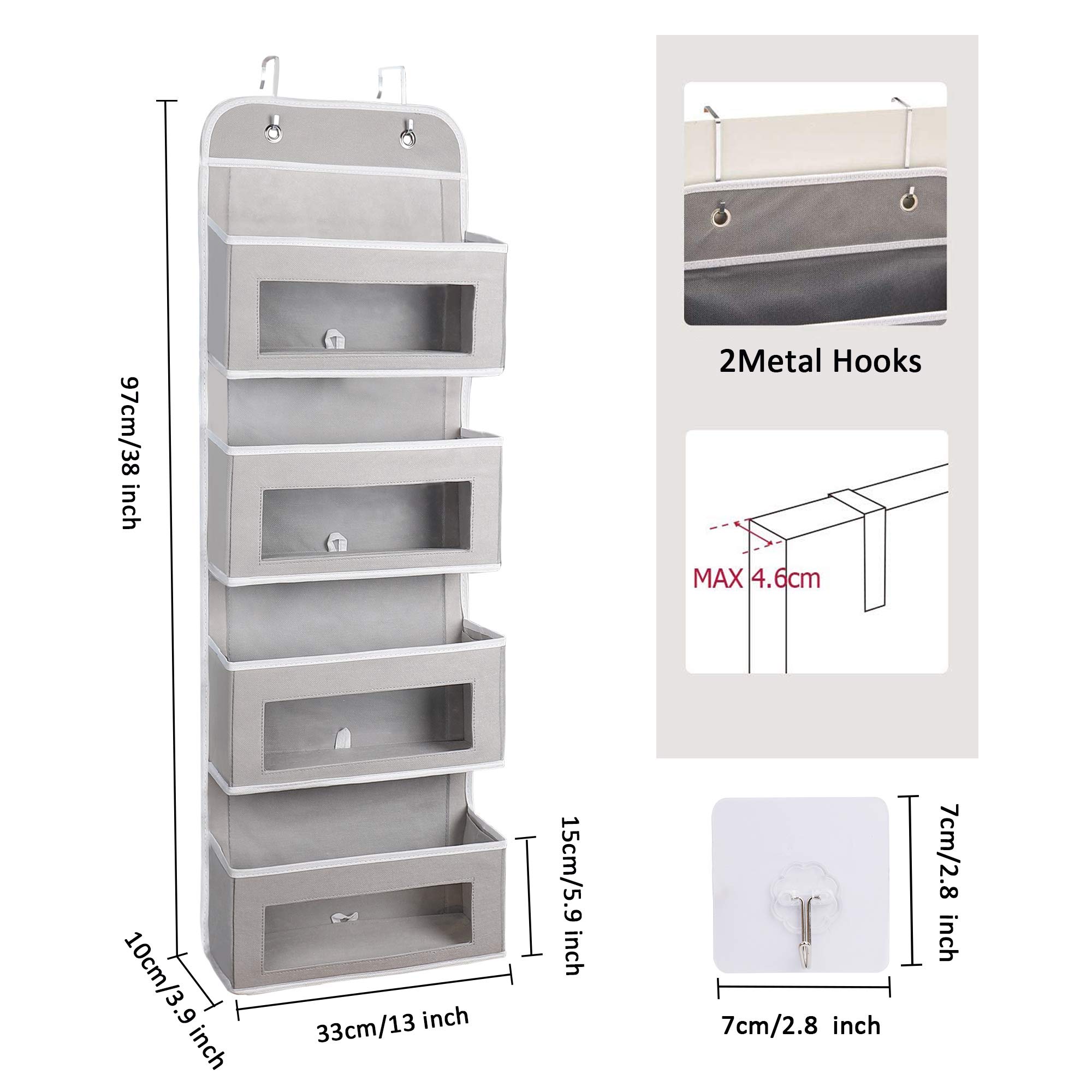 Organizzatore sospeso su porta borsa portaoggetti in tessuto con 4 scomparti per giocattoli riviste cappello grigio
