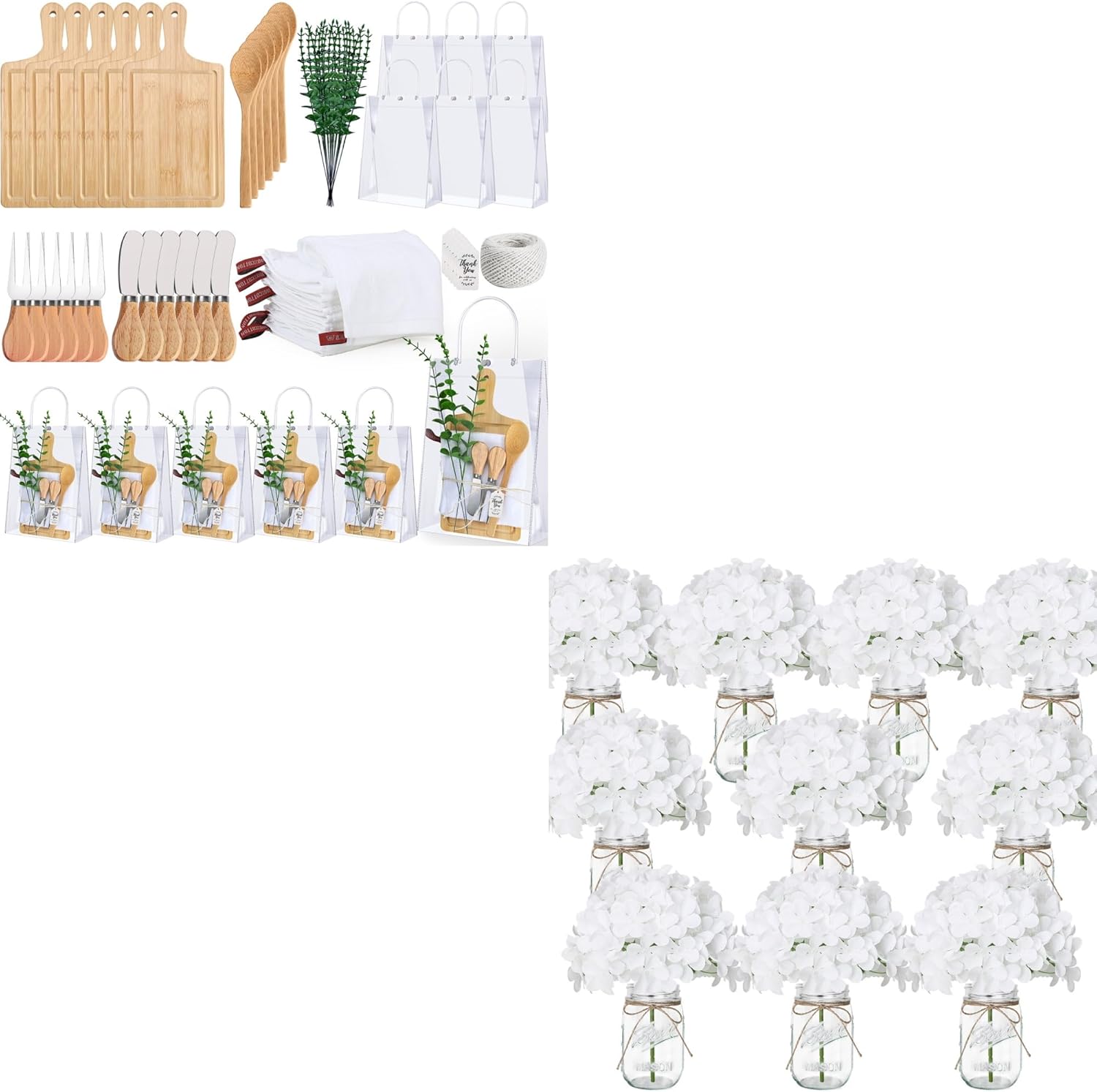 Baby Shower Prizes for Game Winners & Mason Jars with White Flower