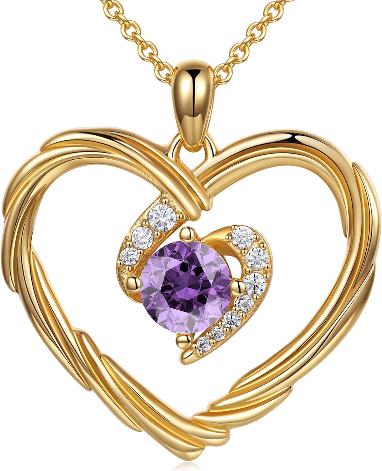 G&GEMSJEW 18K Gold Heart Birthstone Necklaces for Women, S925 Sterling Silver Jewelry Birthday Gifts for Women Wife Girlfriend Mom, Anniversary Christmas Valentines Gifts