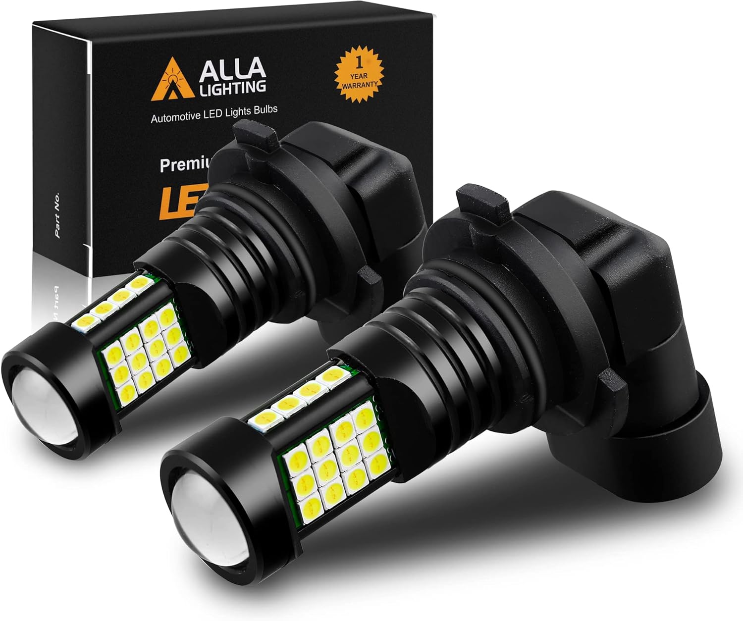 Alla Lighting 6000K White 9006 HB4 LED Bulbs for Fog Lights Lamps Replacement, Super Bright LED Upgrade 9006LL Fog Lamps