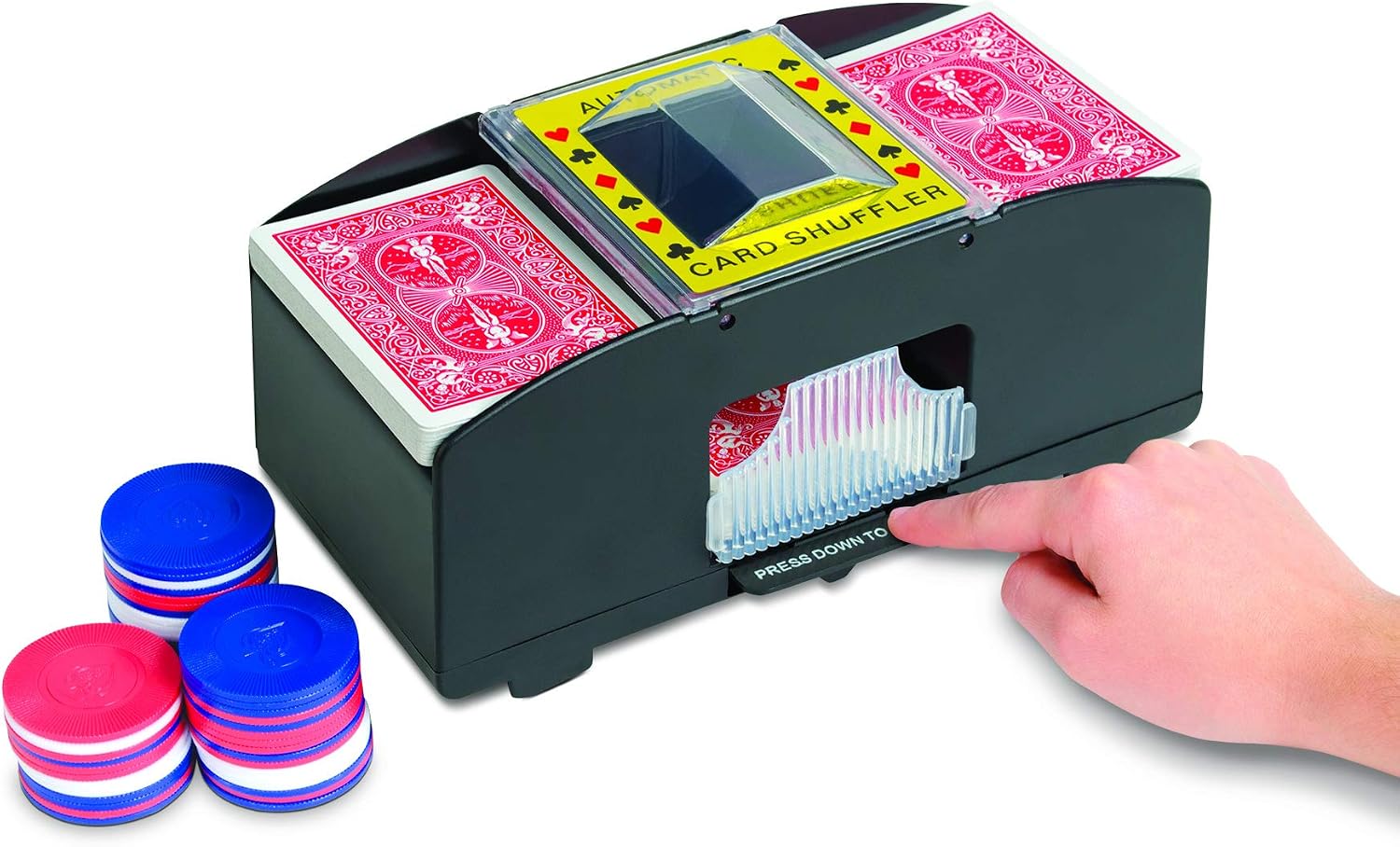 Jobar Deck Card Shuffler – Automatic Card Shuffler (Black, 2 Deck)