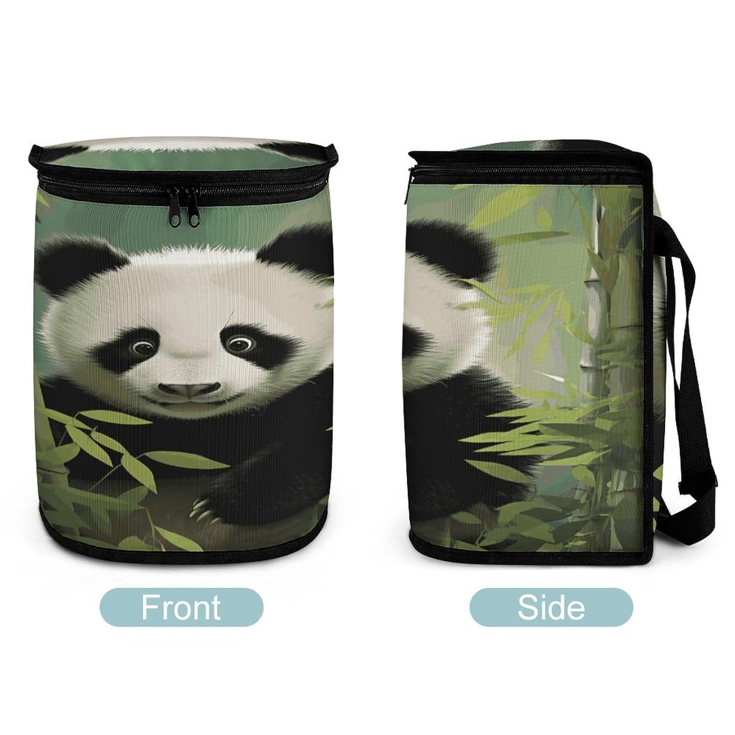 Hanging Car Trash Bag Curious Baby Panda Printed Car Garbage Storage Bag Leakproof Car Trash Can Portable Garbage Storage Bags