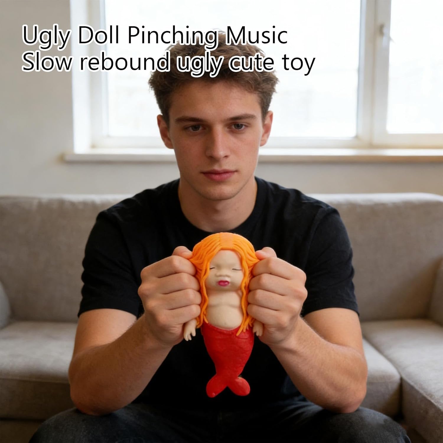 Mermaid Design Doll Squishy Squeeze Fidget Toy with Slow Rising Feature, Cute Style for Daily Play
