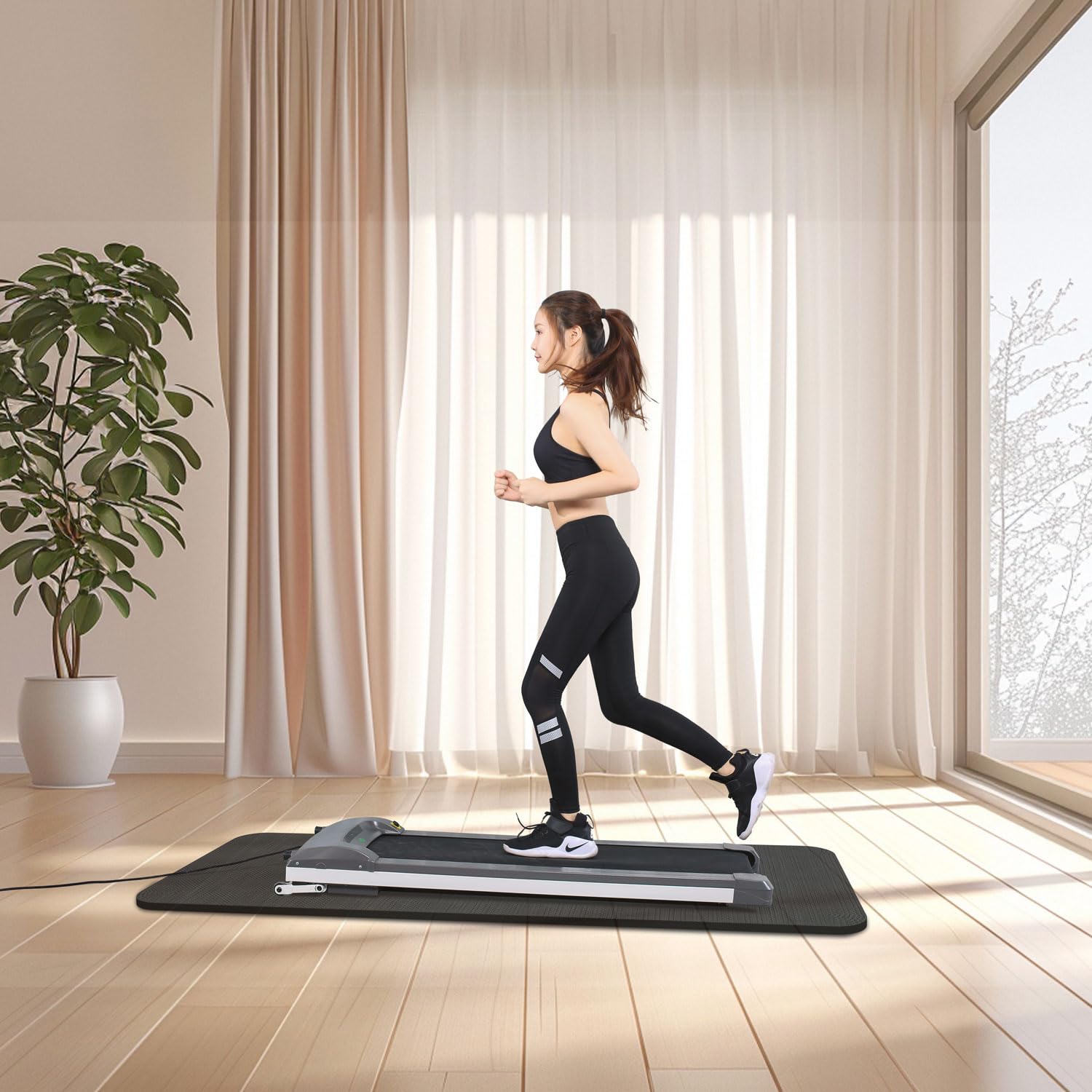 Tapete para caminadora para suelos de alfombra, tapete plegable para suelos de madera dura, para debajo de la bicicleta estática, tapete de equipo de ejercicio, reduce la absorción de golpes de ruido