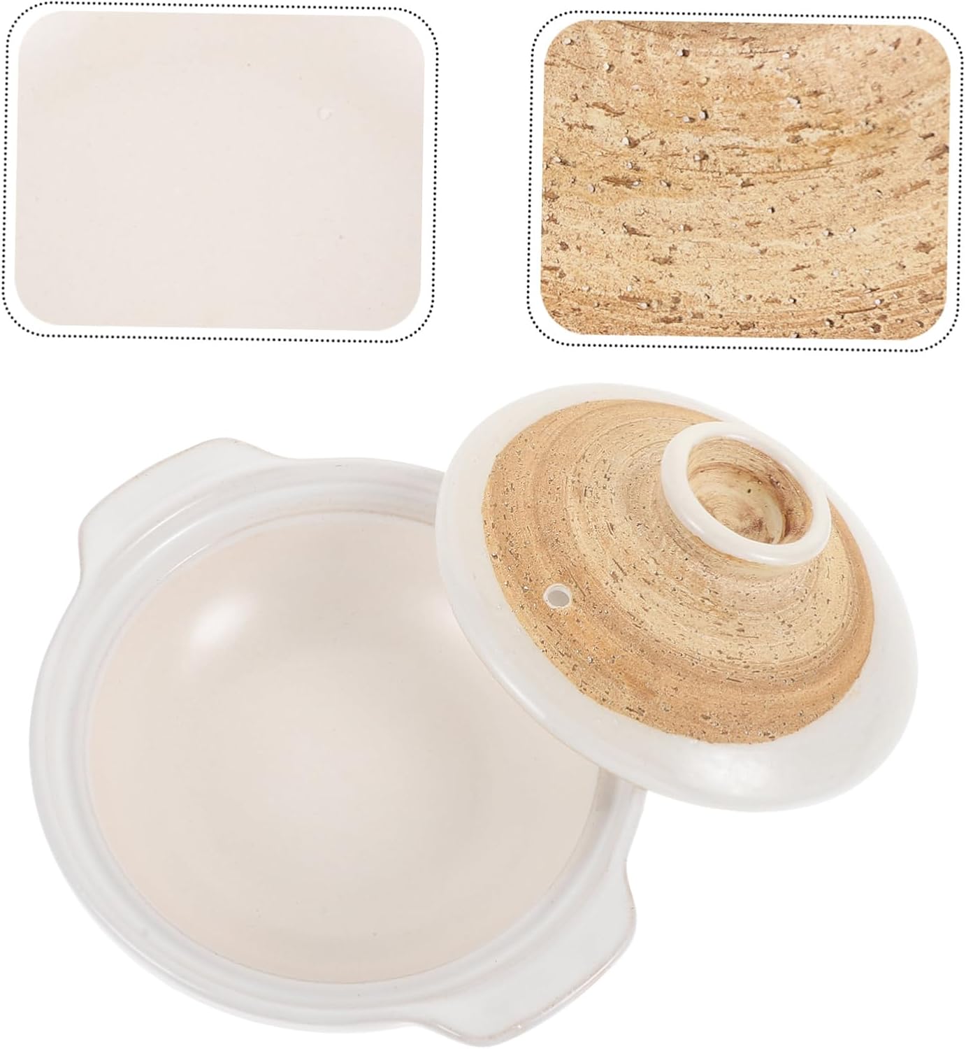 BESTOYARD Ceramic Casserole Pot Smooth Inner Wall Heat Resistant Pot for Braised Chicken Rice Soup and Stews Japanese Style Earthen Cookware for Even Heating