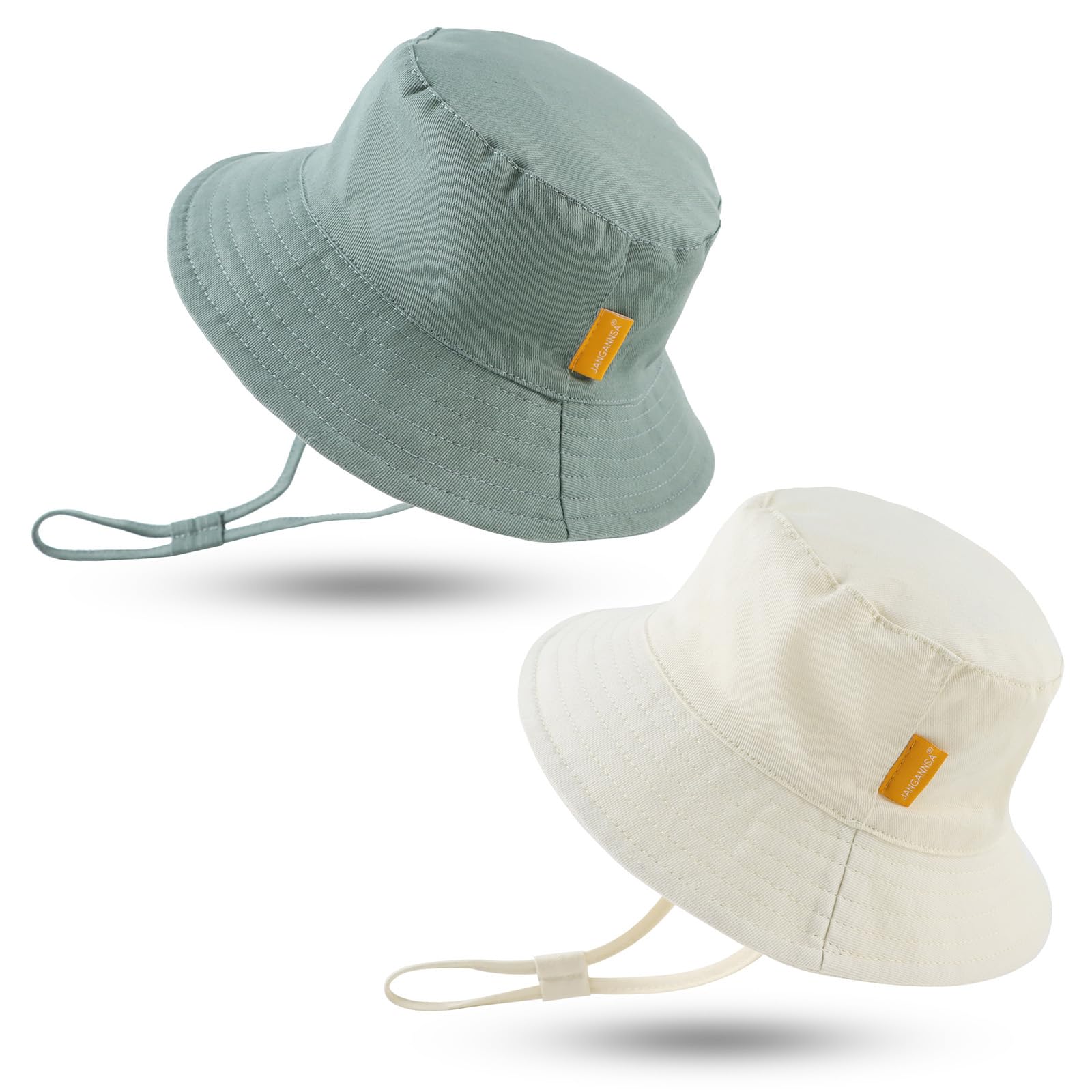 JANGANNSA Cotton Baby Sun Hat Infant Toddler Boys Girls Bucket Hats Summer Sun Protection Kids Beach Caps
