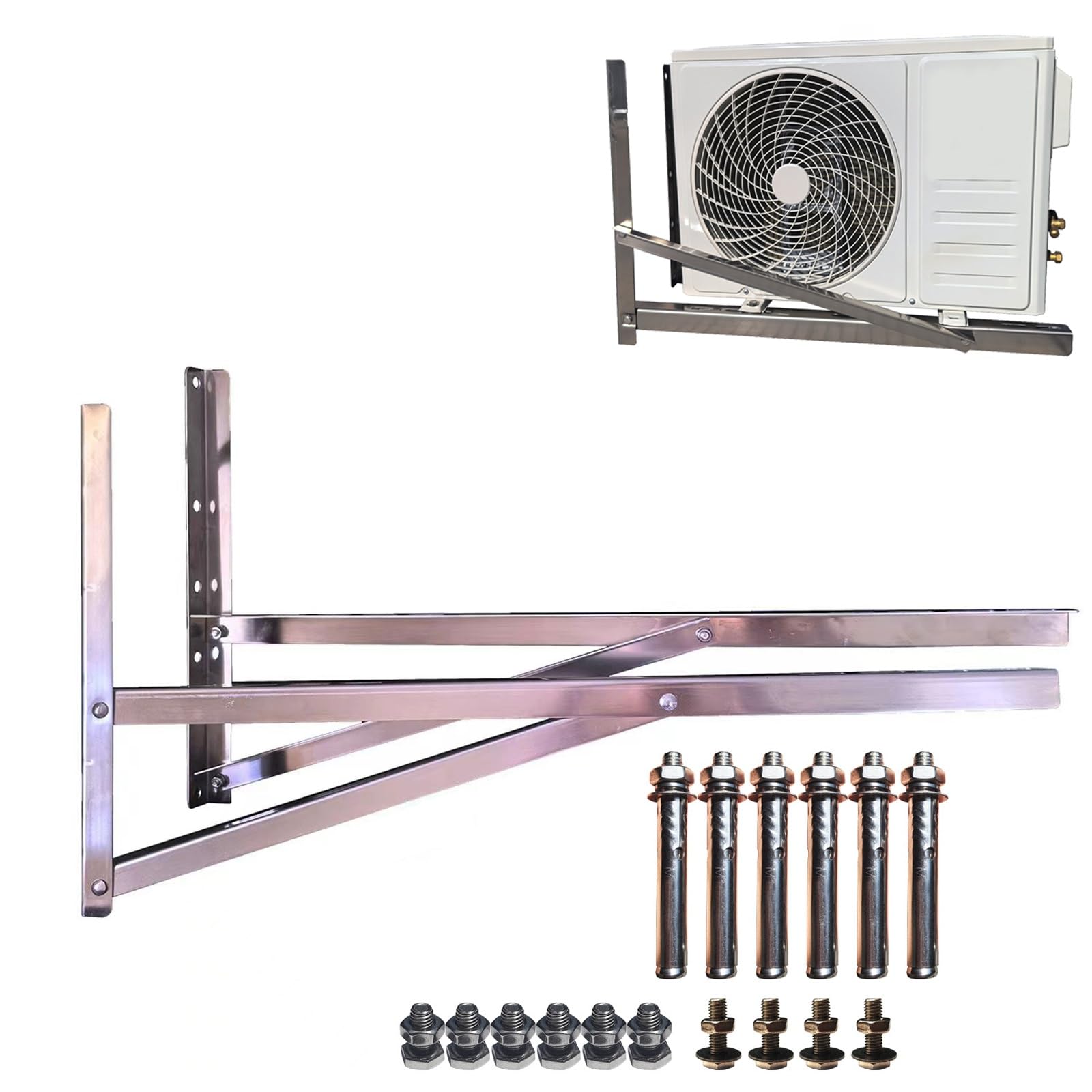 Staffe Condizionatore Esterno in Acciaio Inox 304, kit Installazione Climatizzatore, Staffe a L per Unità AC, per Condizionatori da 2,6-13,2 KW(80x50x60cm/31x20x24in)