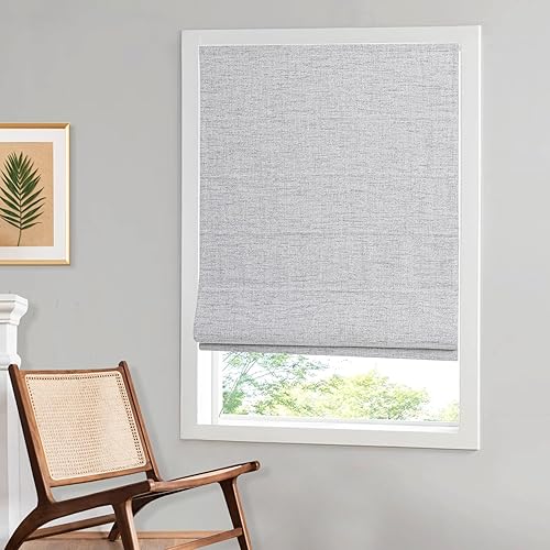 Miniatura 7 de Artdix - Persianas romanas y opacas, sin cuerdas, sólidas, hechas a medida para ventanas, puertas, granja o cocina, color gris