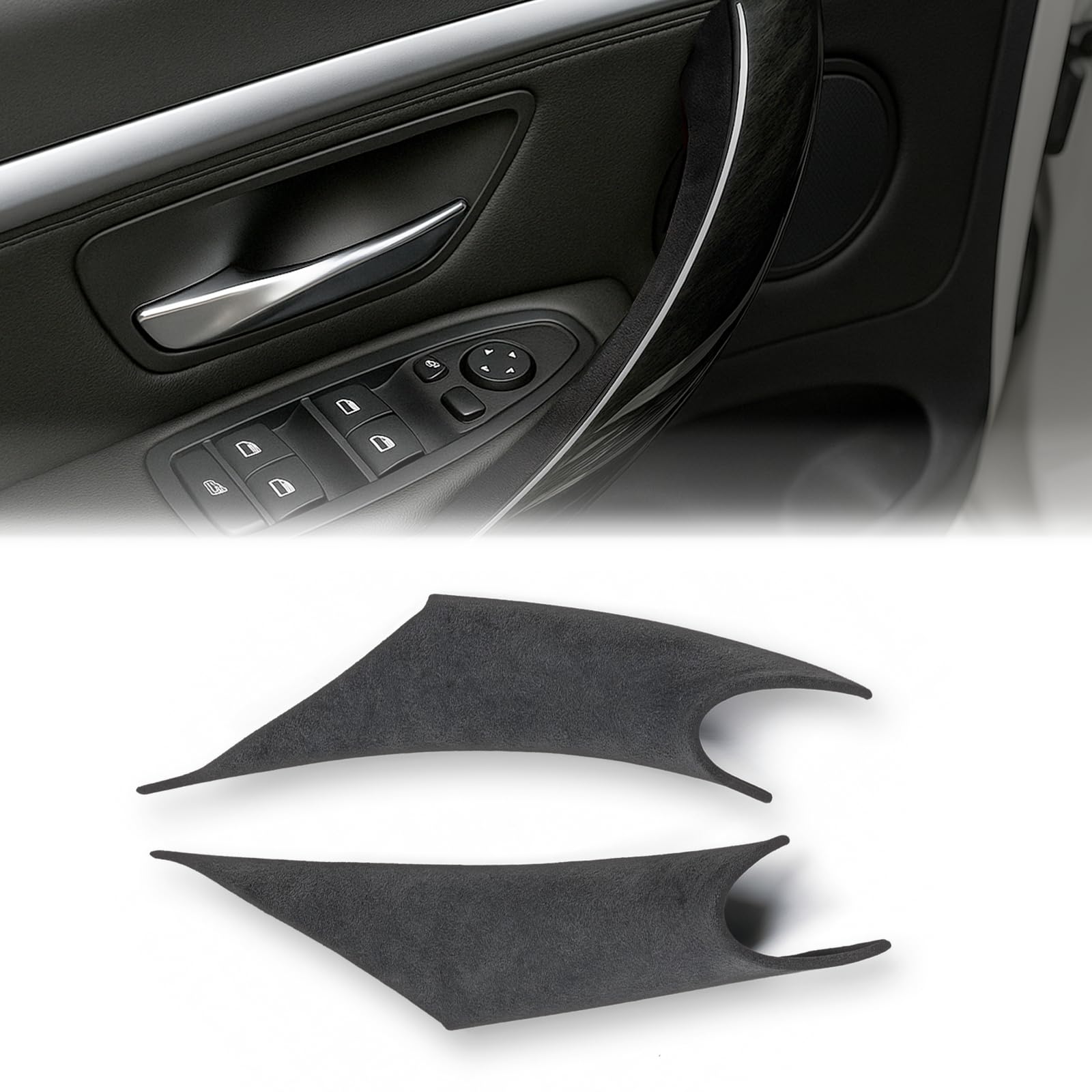 Sticky Door Handle Suede Cover for BMW F30 F32 F80, Dark Gray, 2PCS
