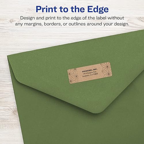 Miniatura 3 de Avery Etiquetas rectangulares marrón Kraft, tecnología de alimentación segura, 0.5 x 1.75 pulgadas, 1,500 etiquetas marrón Kraft, impresión hasta el