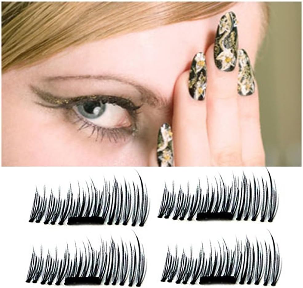 3D Reusable False Magnetic Eyelashes, No Glue Convenient Soft Hair Fake Eyelashes 3D Reusable Natural Look 1 pair (4 piece)