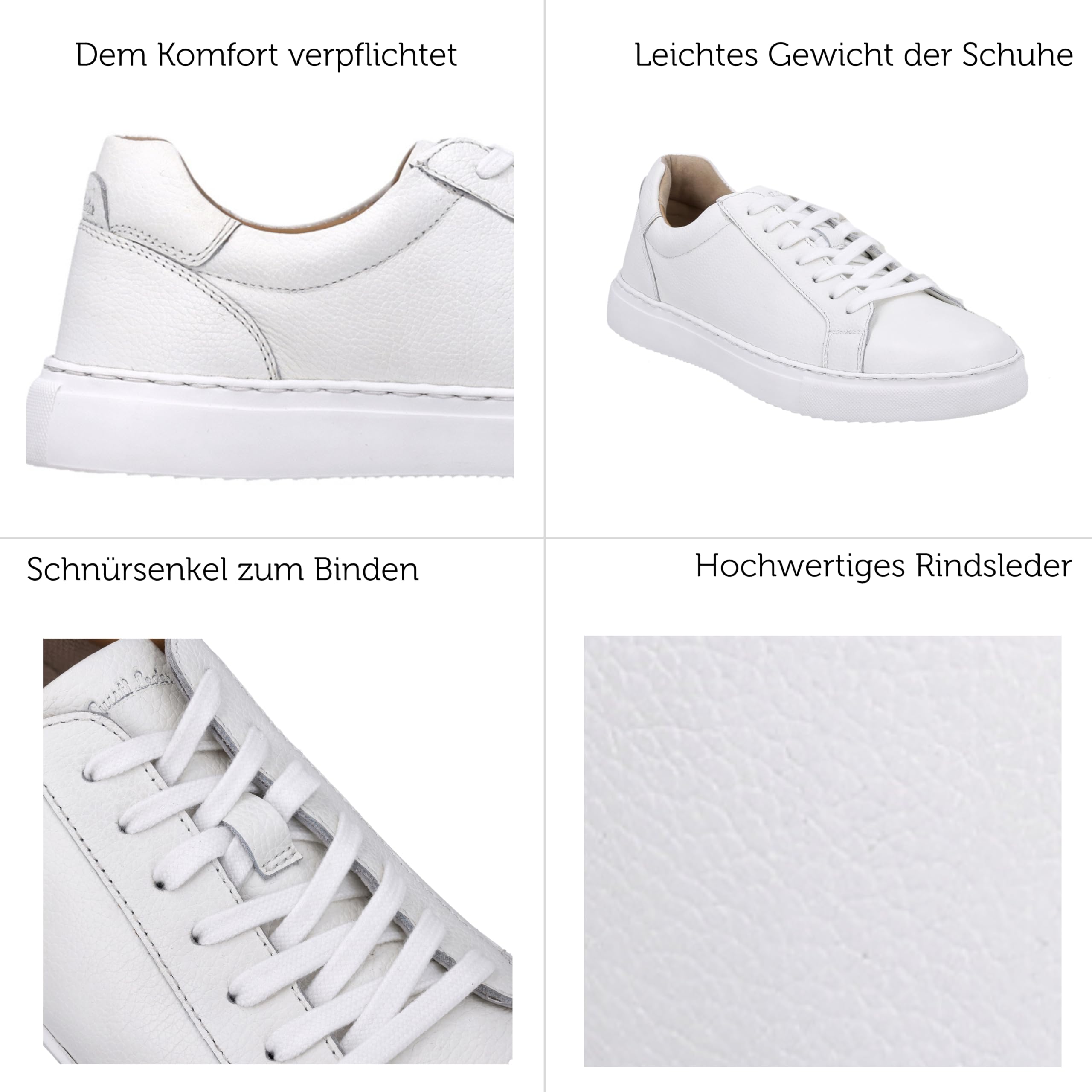 Gusti Leder Schuhe Mando – Sneaker Herren aus Echtleder im Retro Look – Turnschuhe Herren, Arbeitsschuhe, Schuhe für Männer - Weiß
