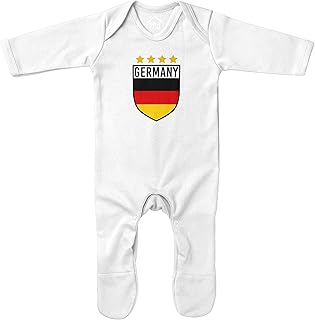 Purple Print House Baby Purple Print House Baby Boys Germany Flag Badge Retro Romper Suit - Football Country European 2021 Supporters Gifts for Baby - 2020 German Tournament Footy Soccer Top