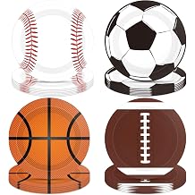 Sports Themed Party Decorations,40Pcs Sports Party Plates,7Inch - Baseball Football Soccer Basketball Round Paper Plate Sets,for Sports Themed Celebrations,Game day,Birthday Decorations for Boys