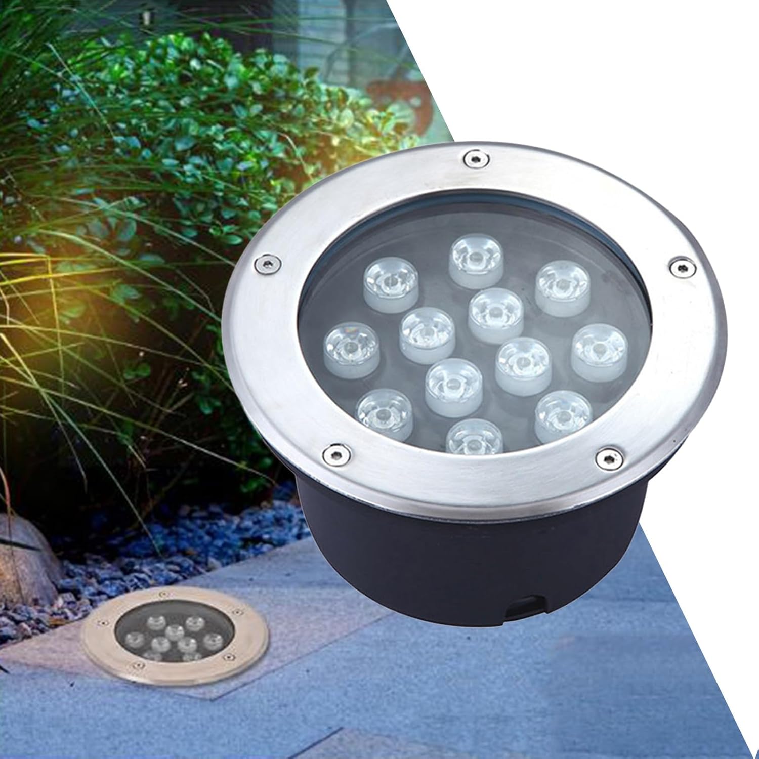 Outdoor Recessed Ground Light Round Driveway Lights AC85-110V IP66 Waterproof Buried Lights for Garden Deck Driveway Yard Decorative Landscape Light