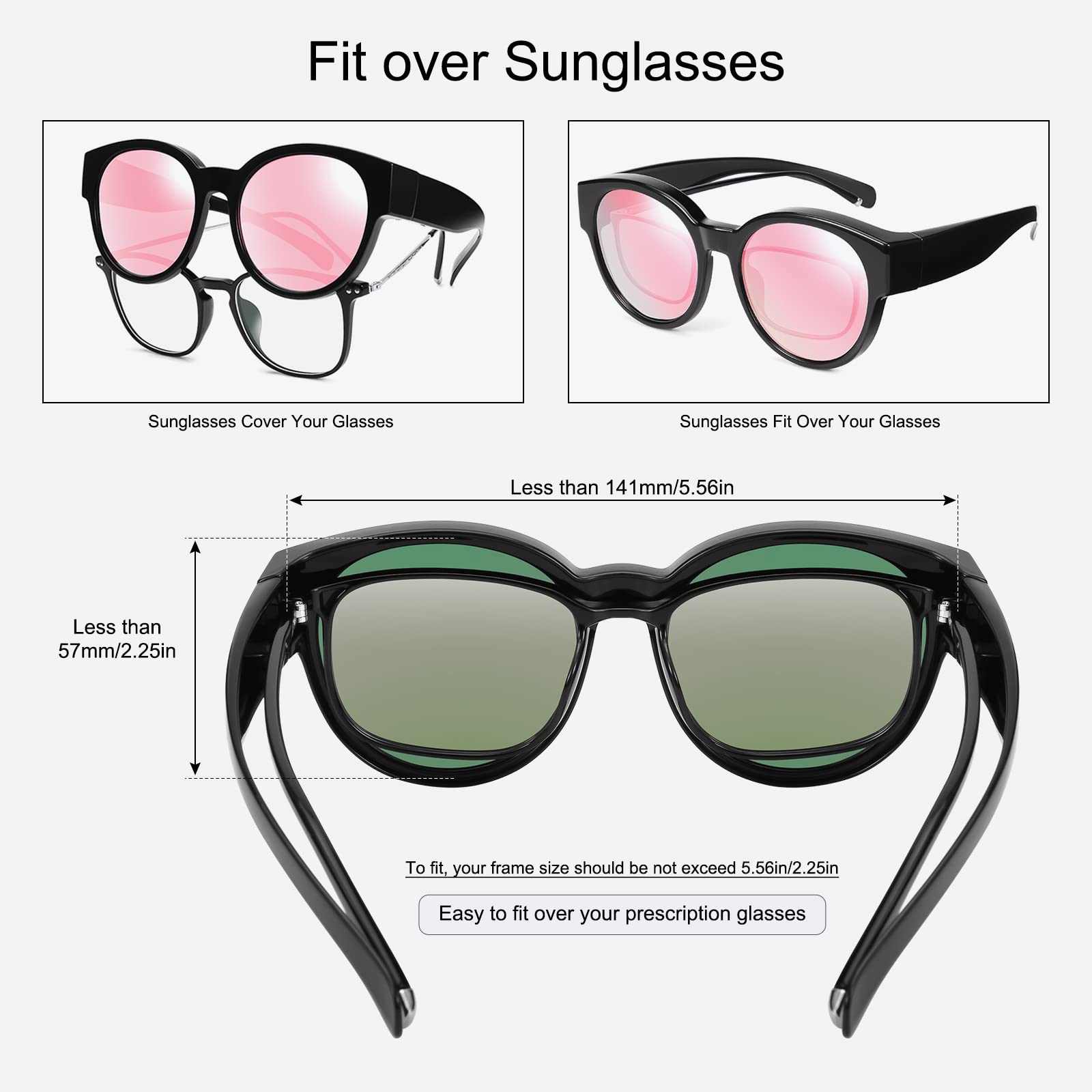 Polarized Oversized Fitover Sunglasses - Cat Eye Plastic Frame Amazon.com: Br main image 4