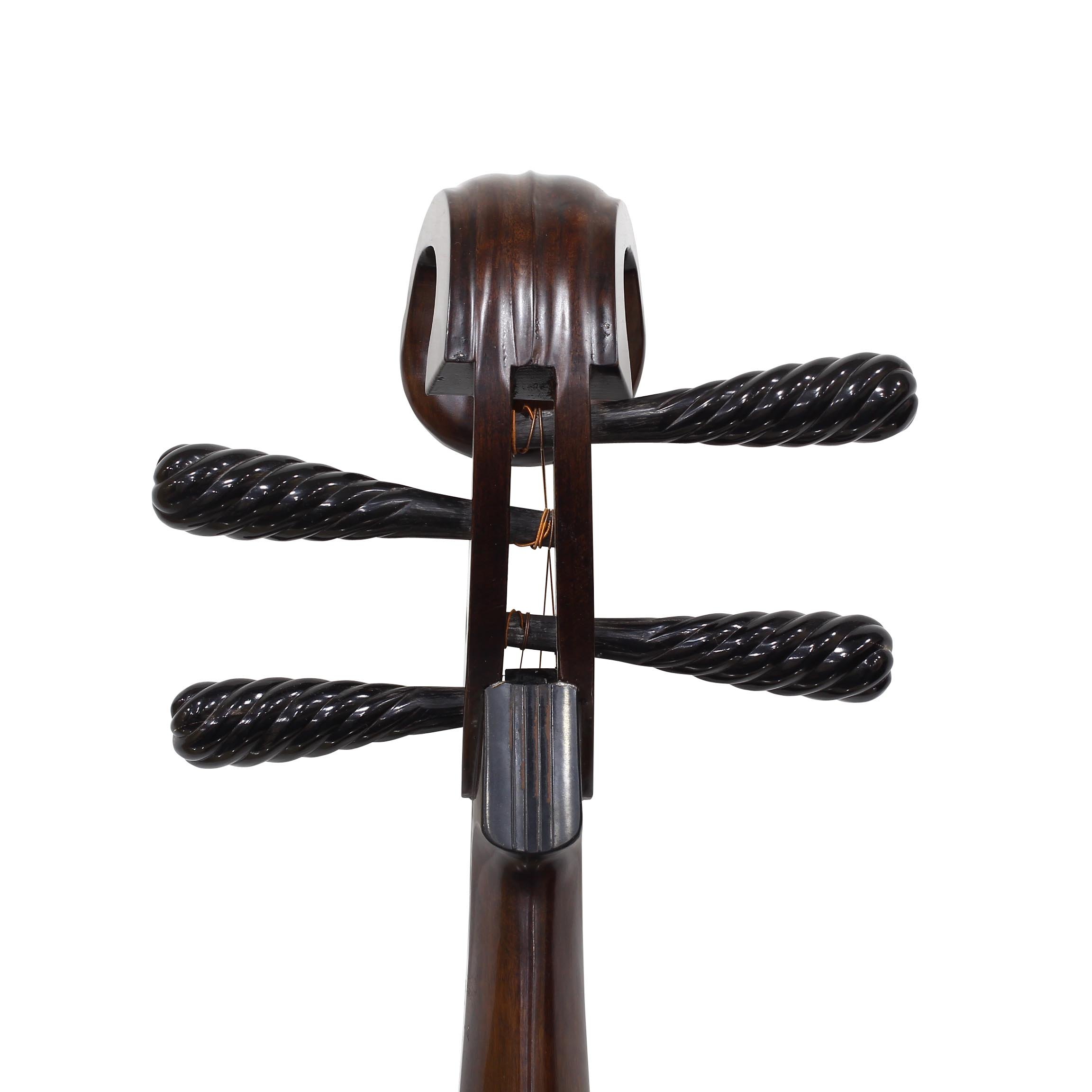 Eason Music Professional Rosewood Shanghai Pipa with Black Buffalo Horn Pegs and Frets - Image 3
