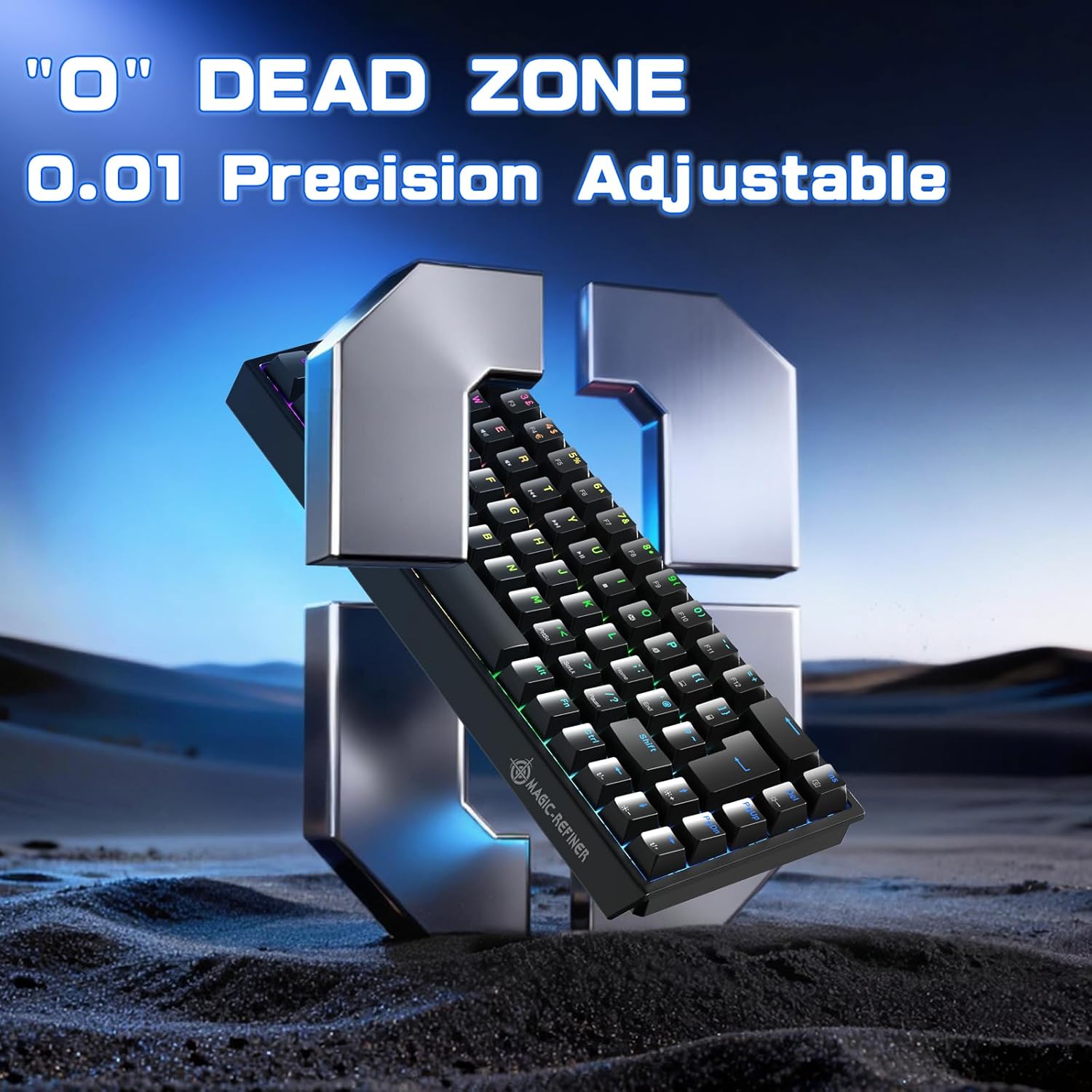 MAGIC-REFINER X68 HE Wired 60% Hall Effect Rapid Trigger Mechanical RGB Gaming Keyboard with 8K Polling,0.04mm RT Accuracy,Magnetic Switch,Adjustable Actuation,Snap Tap for PC Mac Esport Gamer (Black)