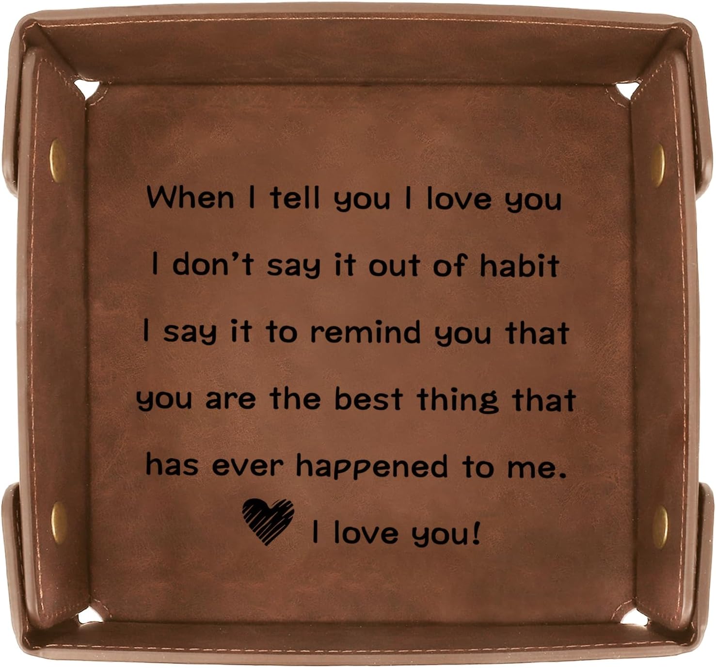 Aelciyue Boyfriend Valentines Day Gifts - Christmas Father's Day Cool Birthday Gifts for Boyfriend Ideas Anniversary Keepsake Gift Leather Tray Organizer Leather Valet Catchall Desk Tray - I Love You