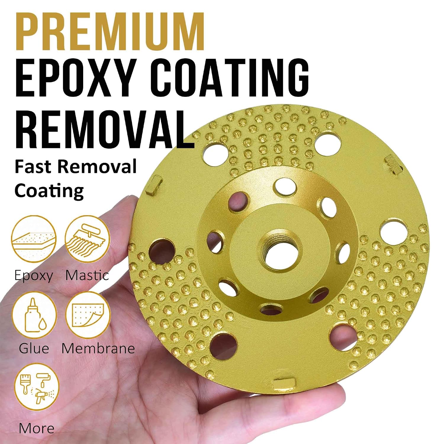 4.5 in x 5/8"-11 in. Epoxy Removal PCD Cup Wheel, Vacuum Brazed Diamond Grinding Wheel for Concrete Coating Removal
